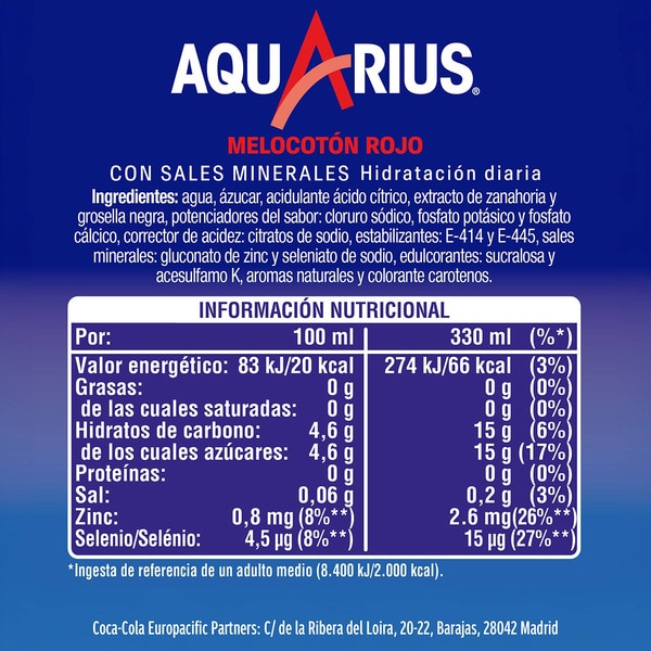 ISO-Getränk roter Pfirsichgeschmack Dose 33 cl