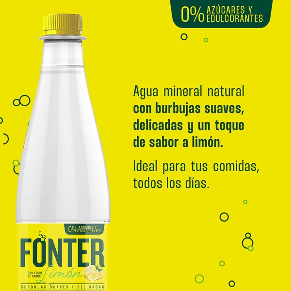 sparkling natural mineral water with a touch of lemon bottle 0,5 l 0% sugars or sweeteners