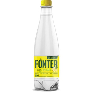 agua mineral natural con gas con un toque de sabor limón botella 0,5 l 0% azúcares y edulcorantes - Fonter