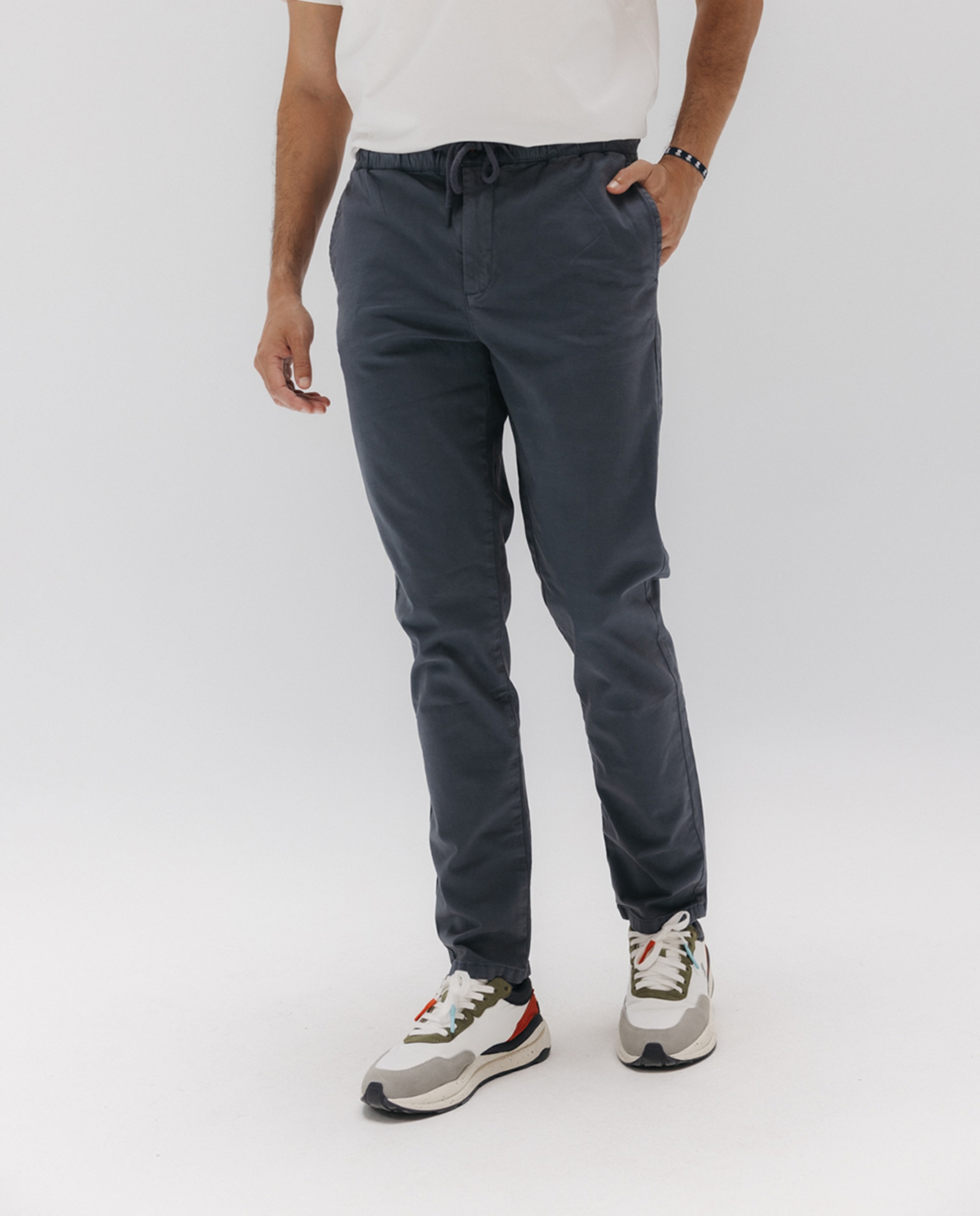 Joggers com Cintura Elástica Azul-2