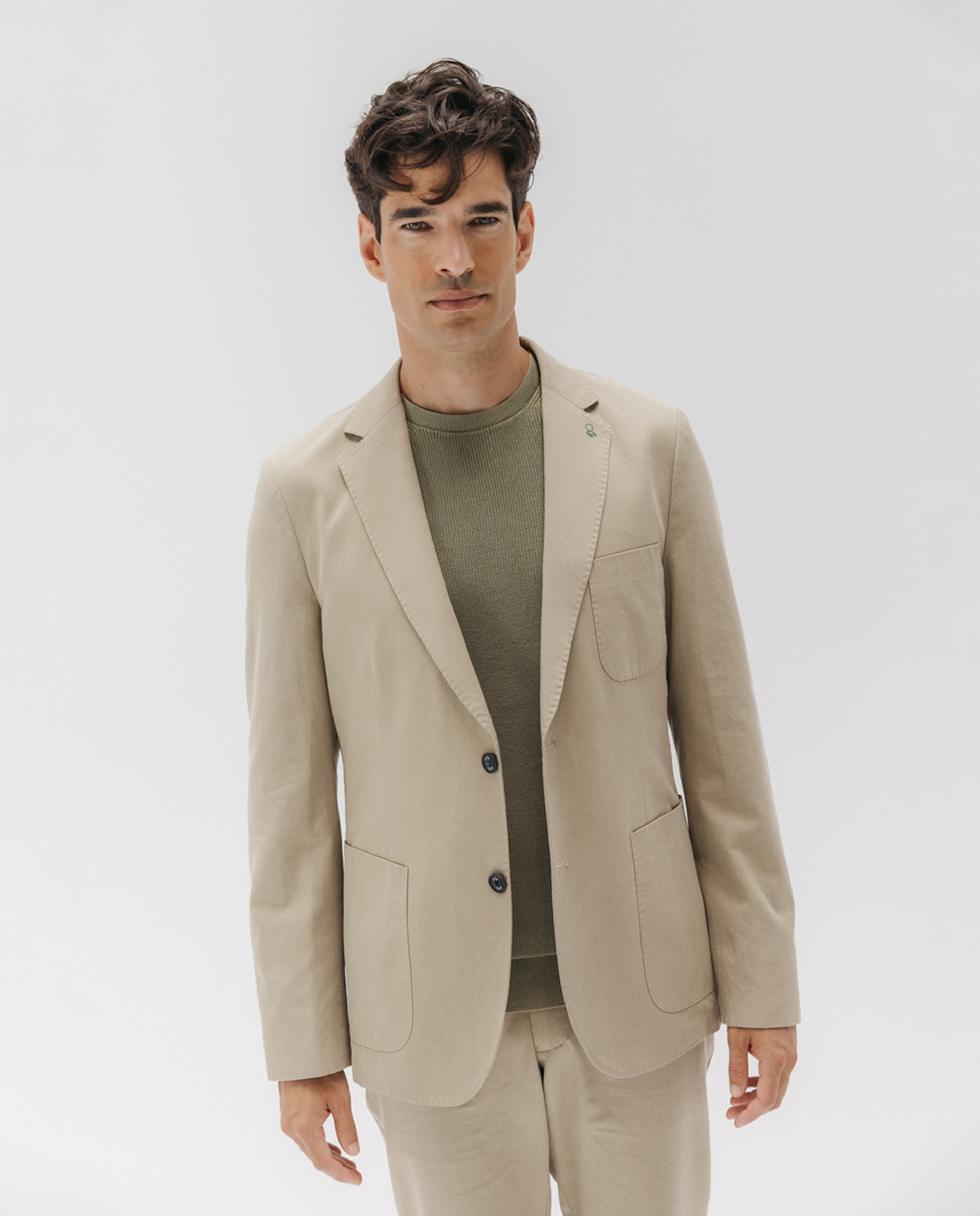 Blazer de Algodão com Três Bolsos Camel-1