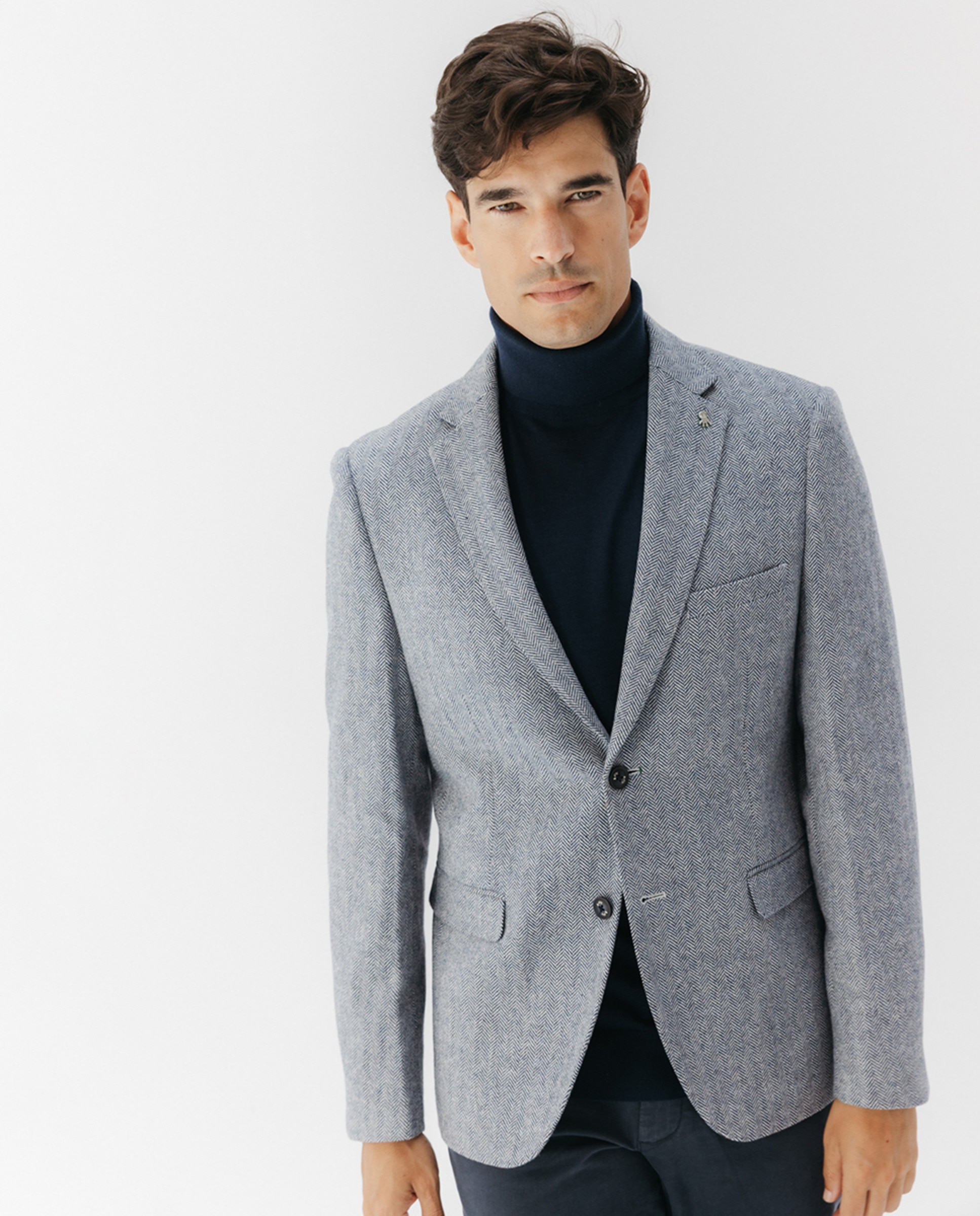 Blazer de homem Azul-5