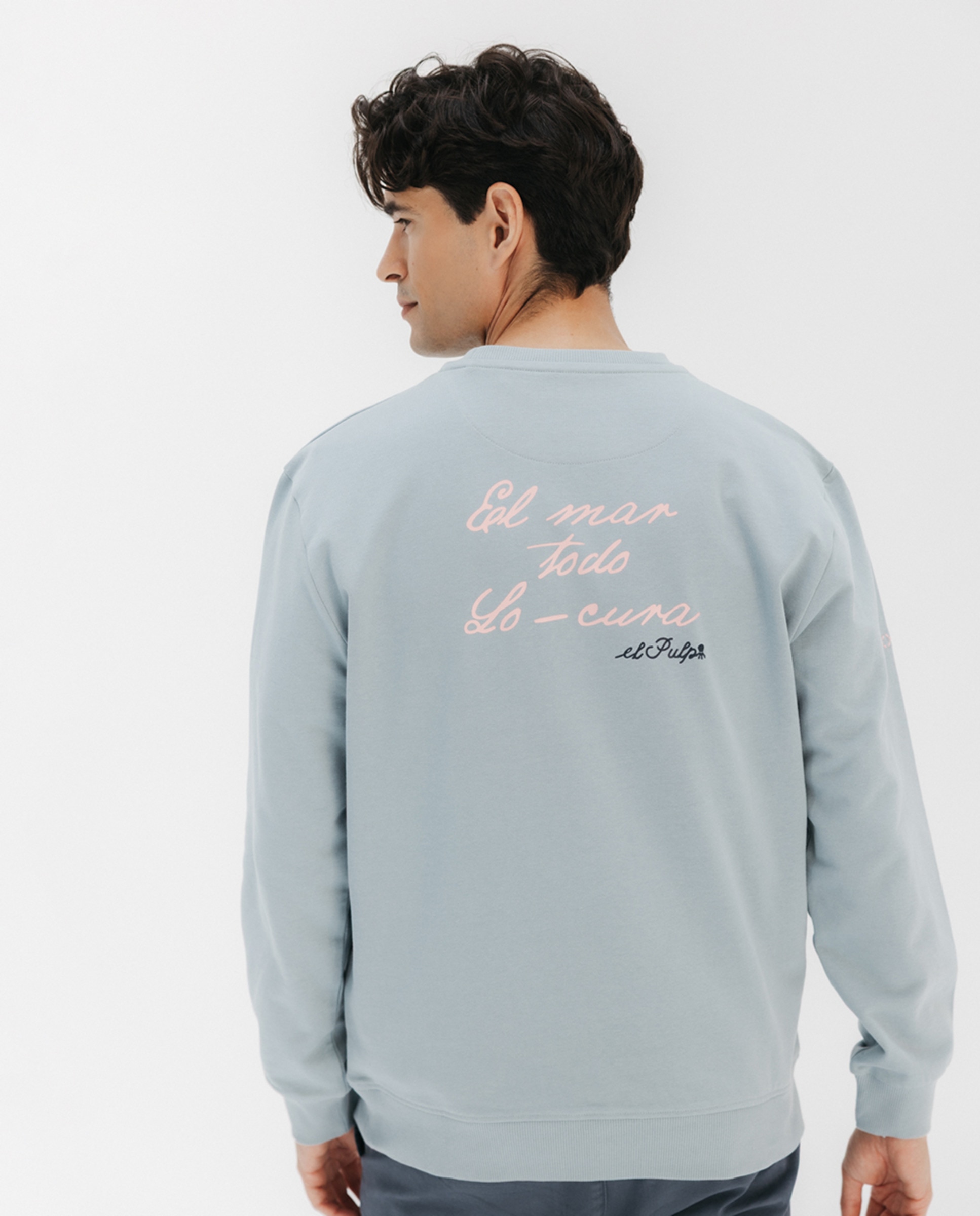 Sudadera Azul Sudadera Estampado Espalda Sudadera De Hombre Con