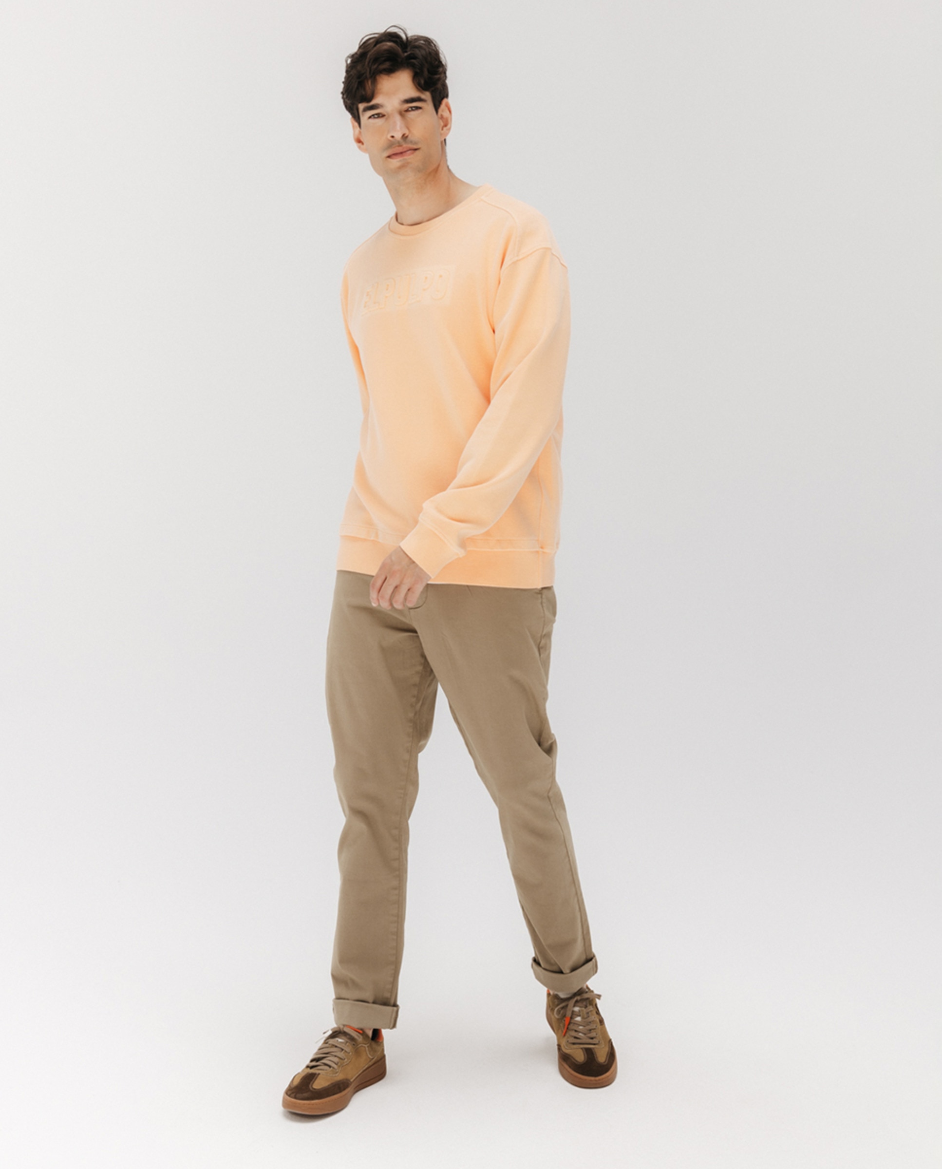 Sweatshirt com Estampado em Relevo à Frente Laranja-7