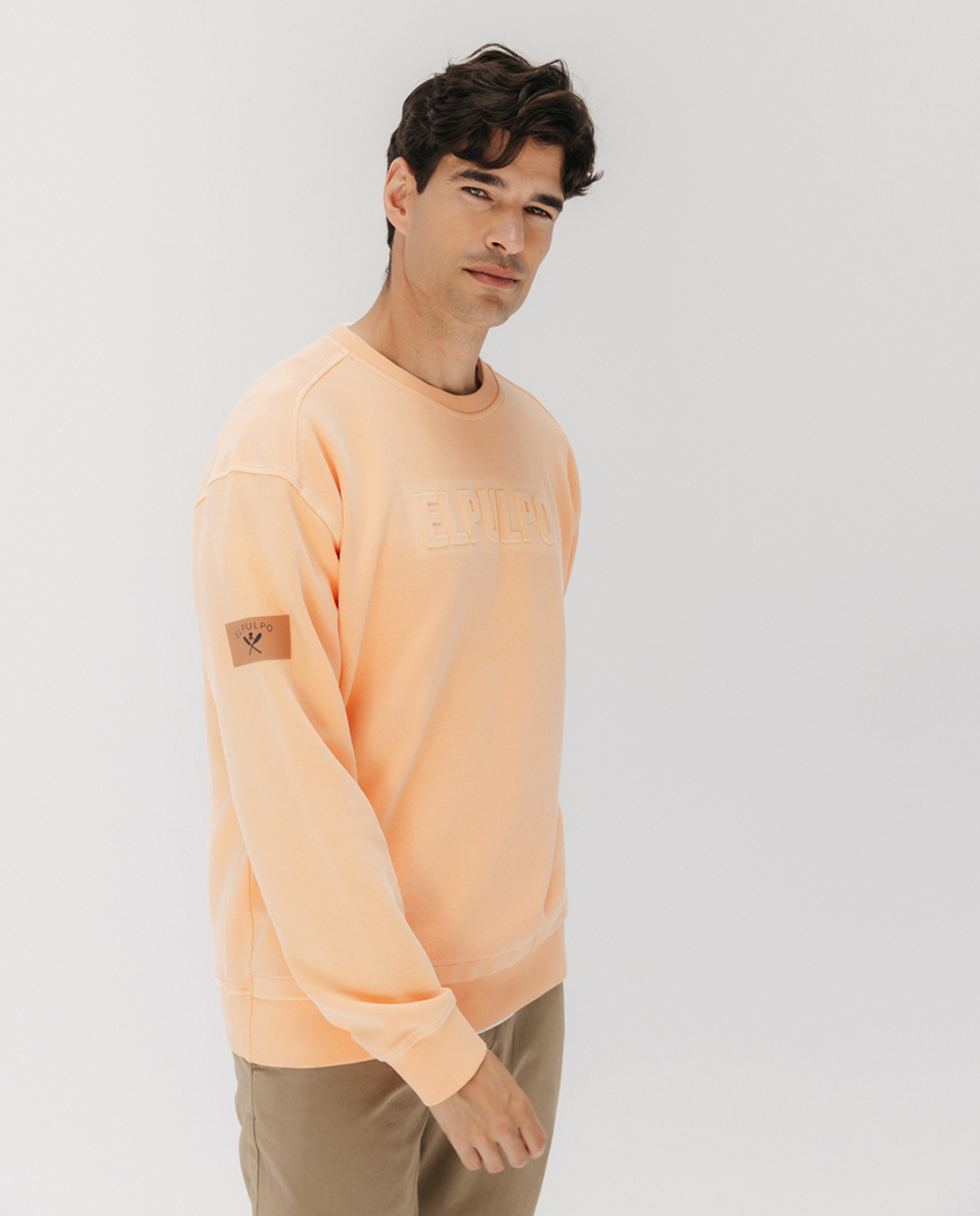 Sweatshirt com Estampado em Relevo à Frente Laranja-4