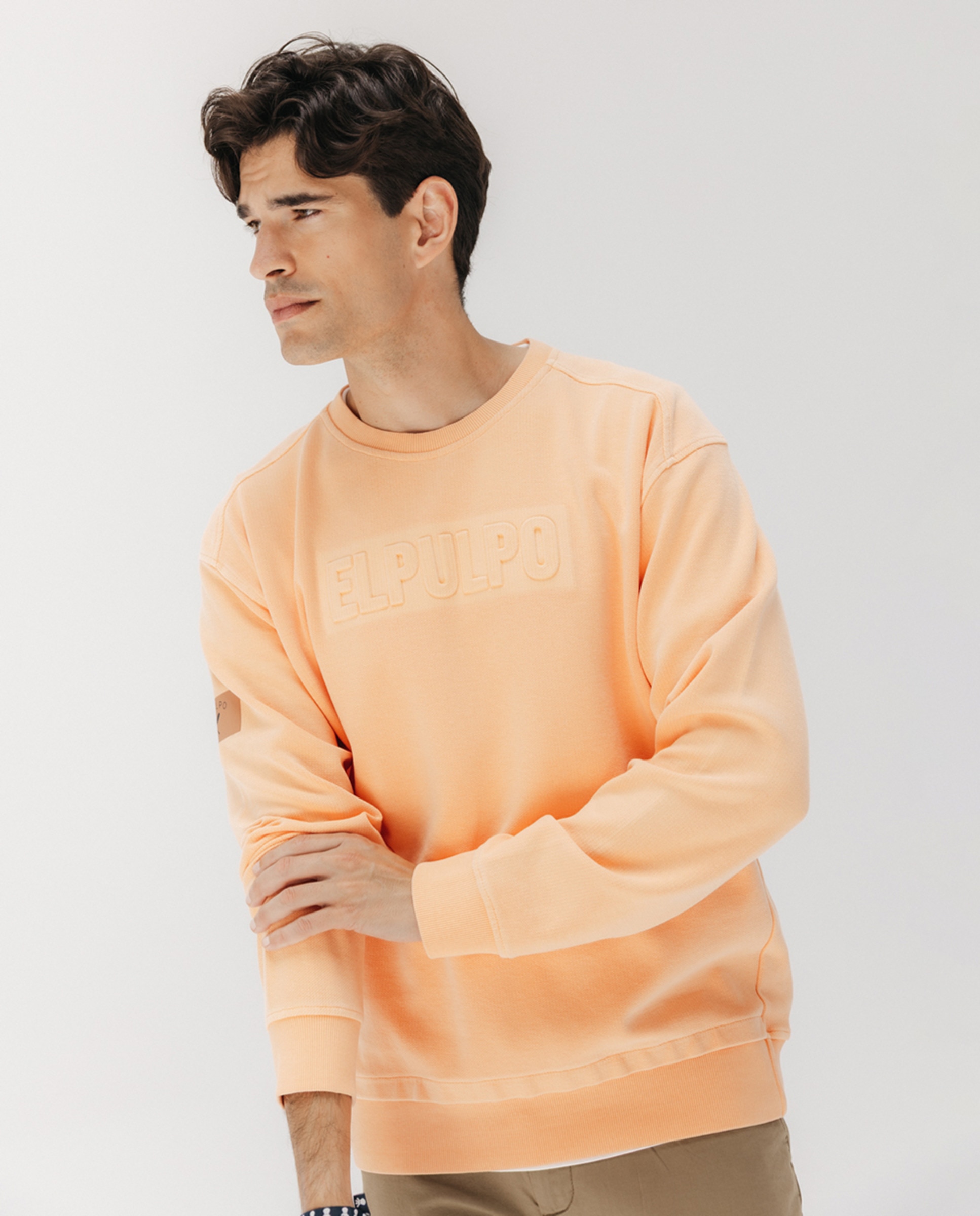 Sweatshirt com Estampado em Relevo à Frente Laranja-3