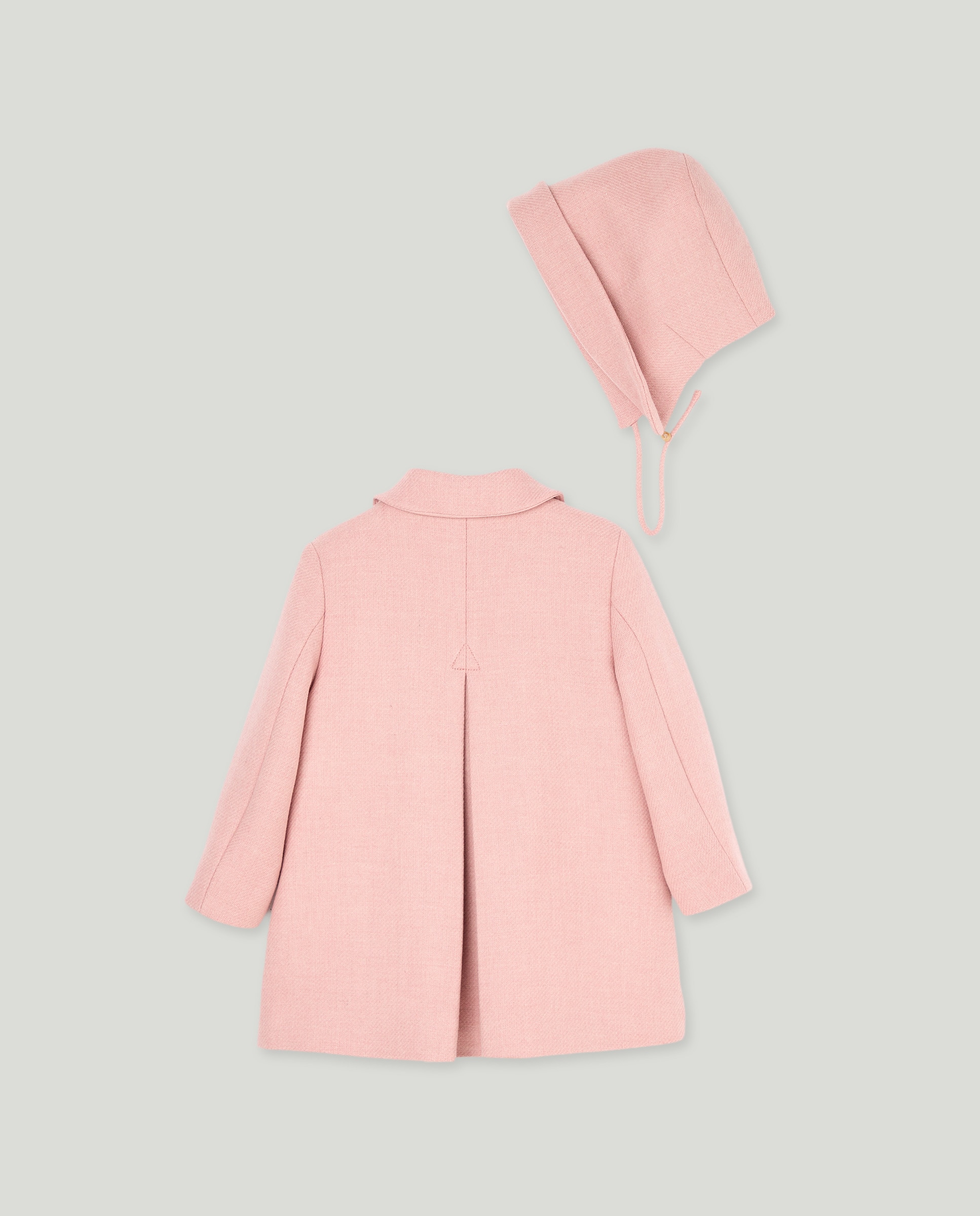 Sobretudo de Bebé em Pano Inglês com Touca Rosa-pálido-2