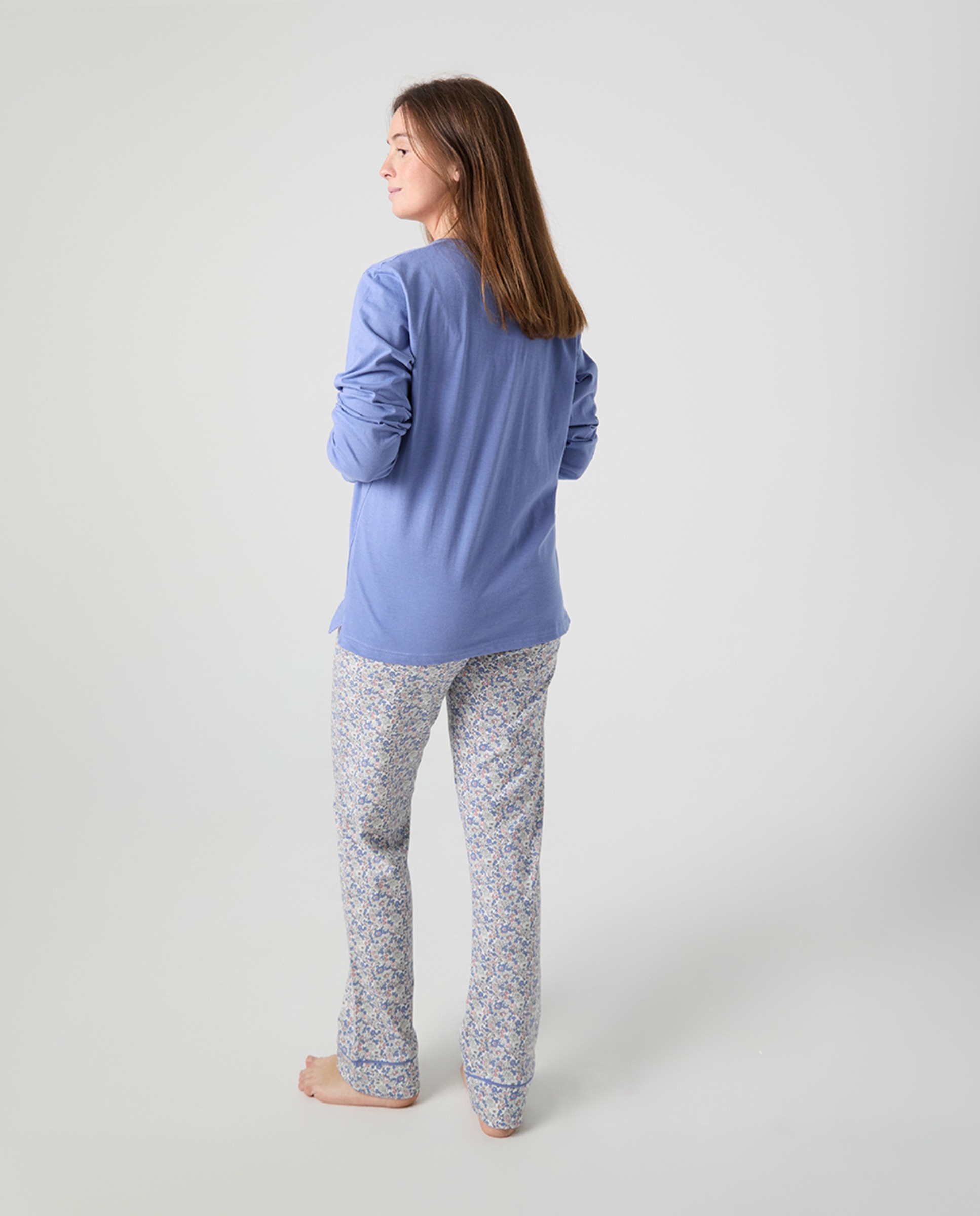 Pijama Combinado com Estampado Floral Azul-2