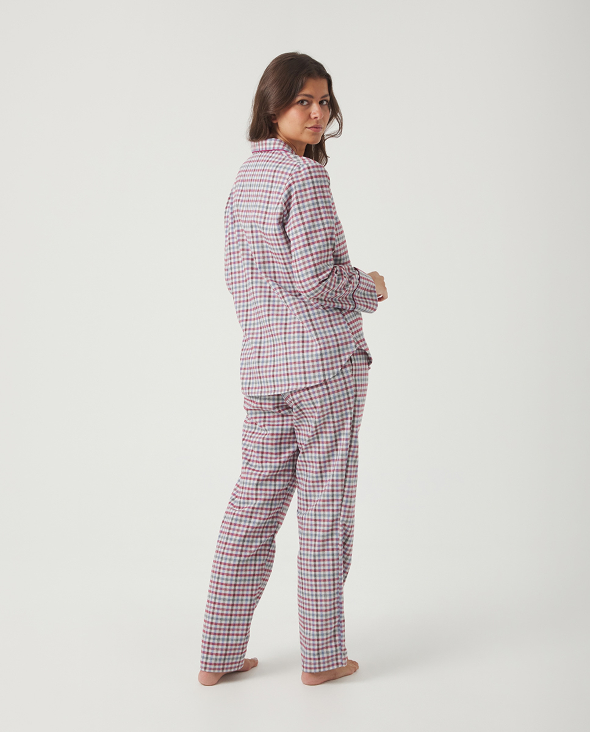 Pijama de Tecido aos Quadrados Multicolor-2