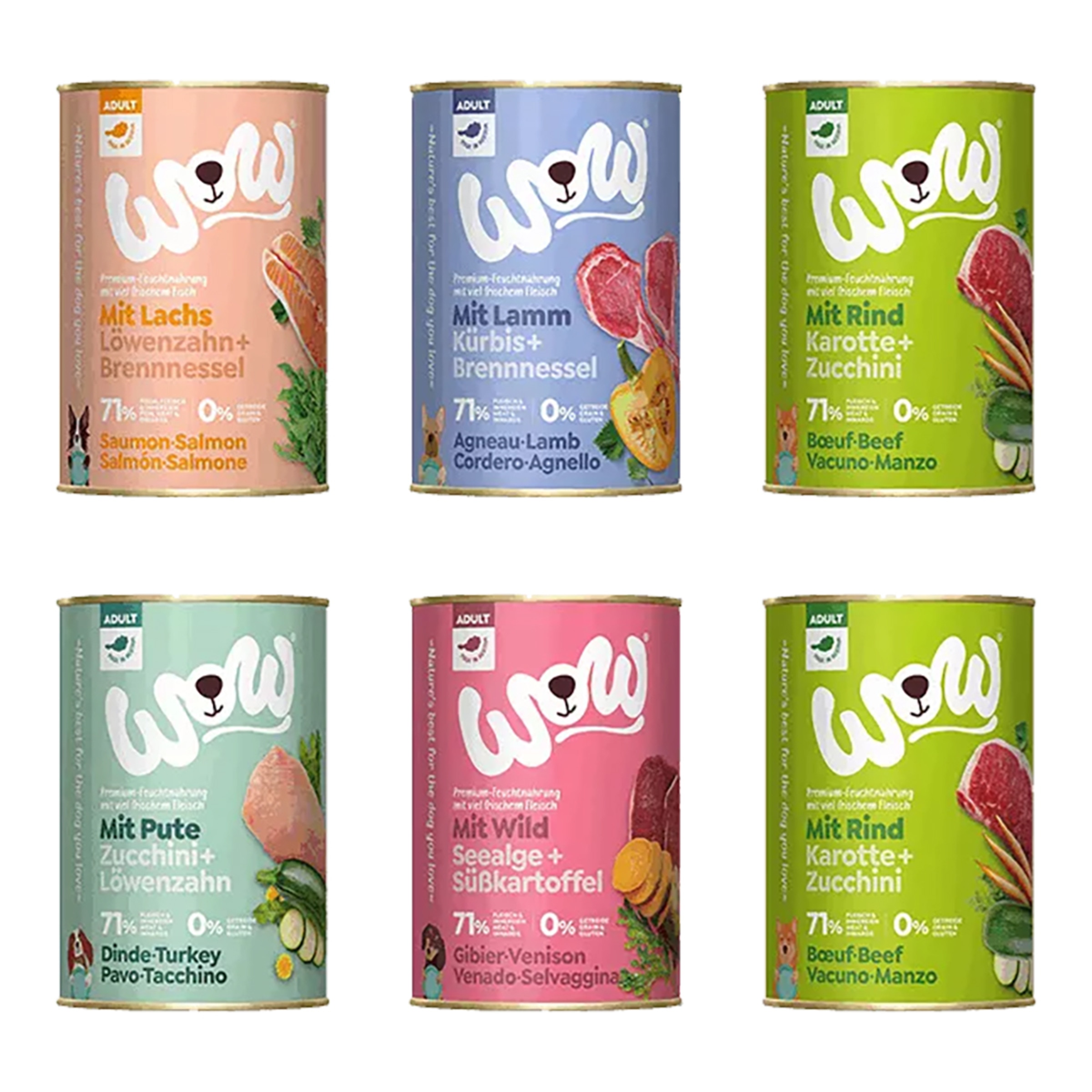 Comida húmeda para perros adultos Wow Multipack 6 x 800 g 2