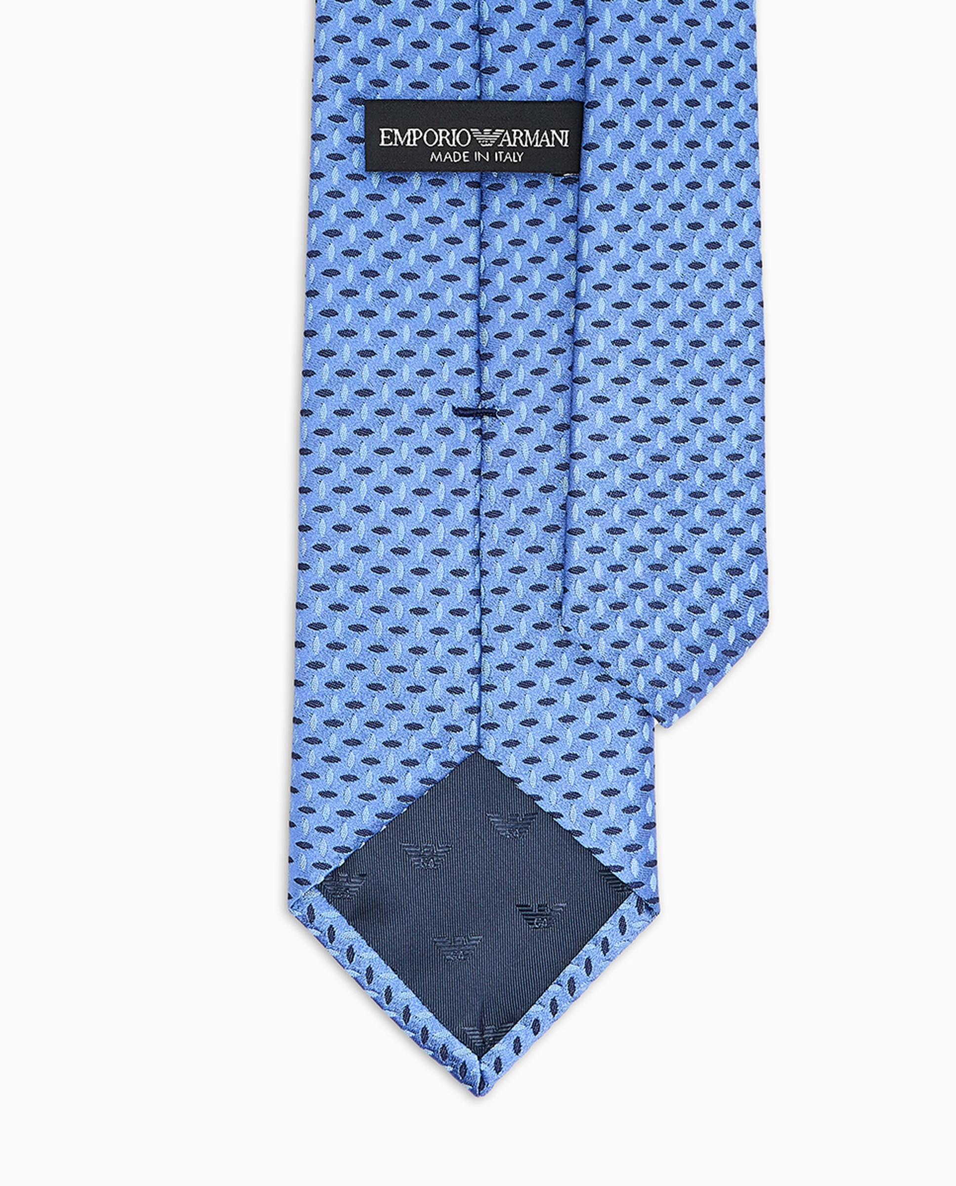 Gravata 100% Seda Estampada com Figuras Ovais Azul-claro-2
