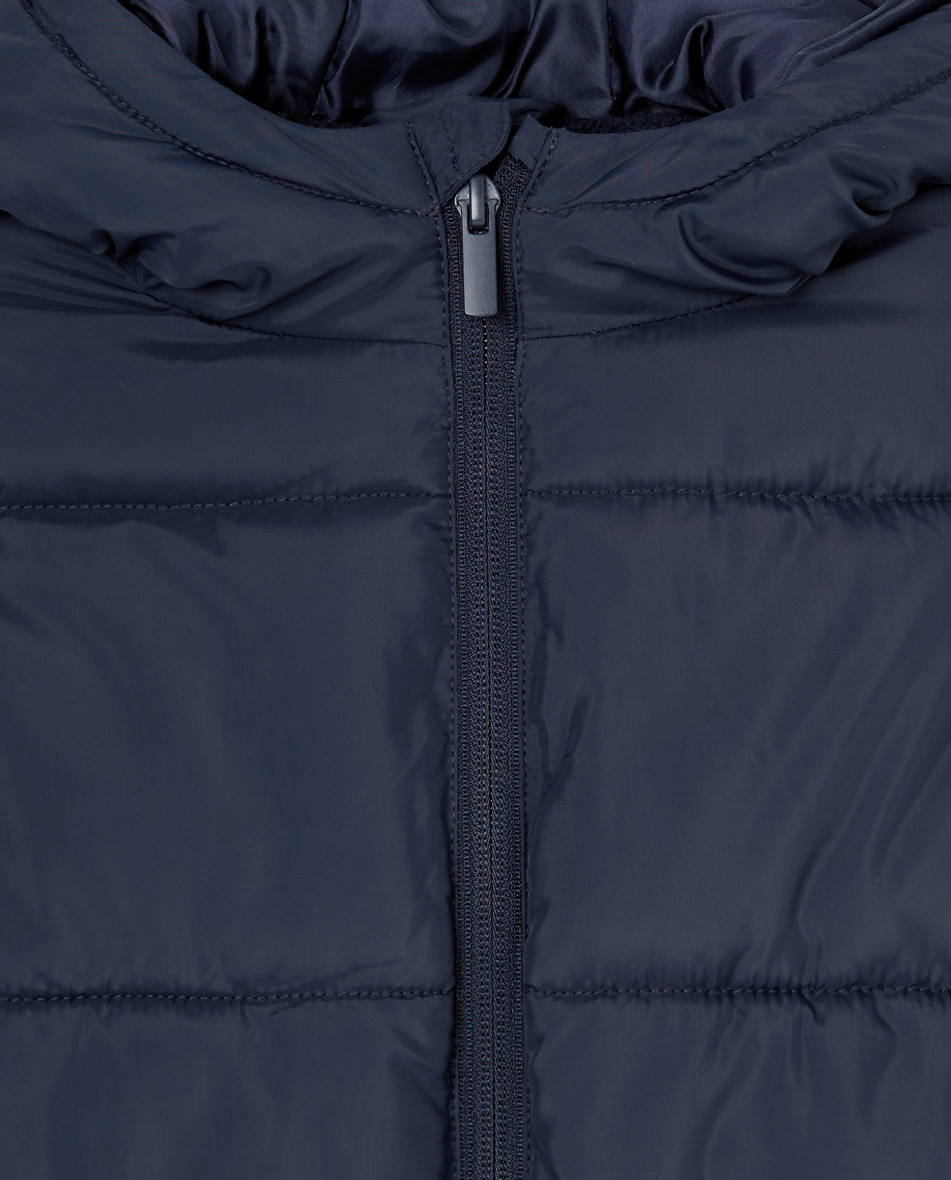 Abrigo de niño básico con capucha y forro polar Azul-3