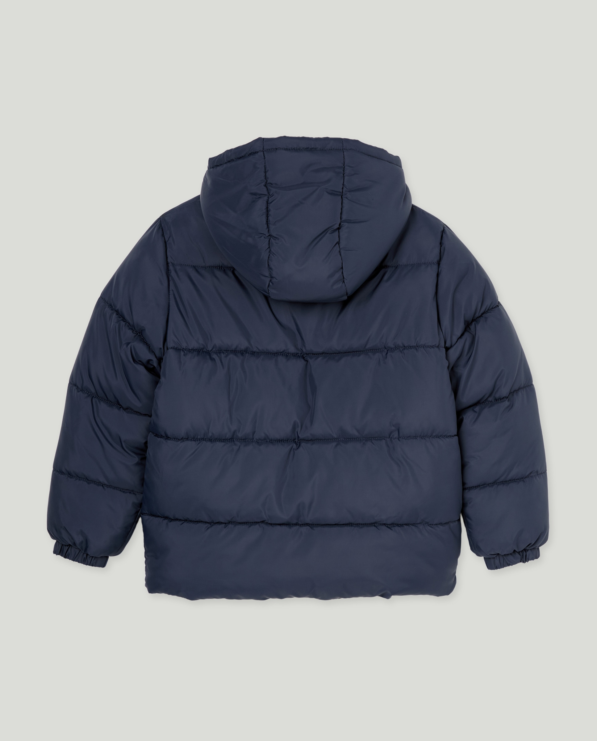 Abrigo de niño básico con capucha y forro polar Azul-2