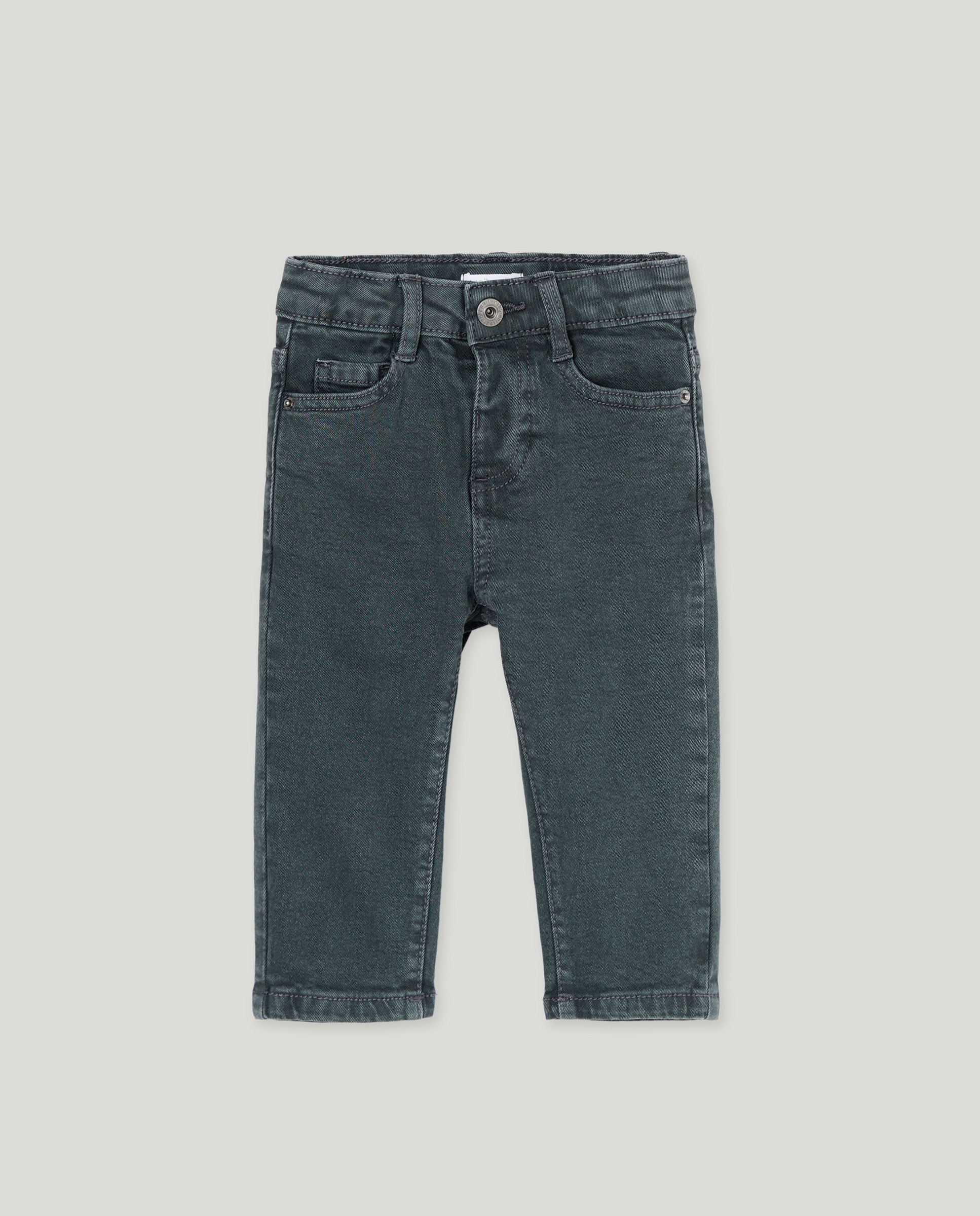 Pantalón de bebé denim color 5 bolsillos lavado Azul-1