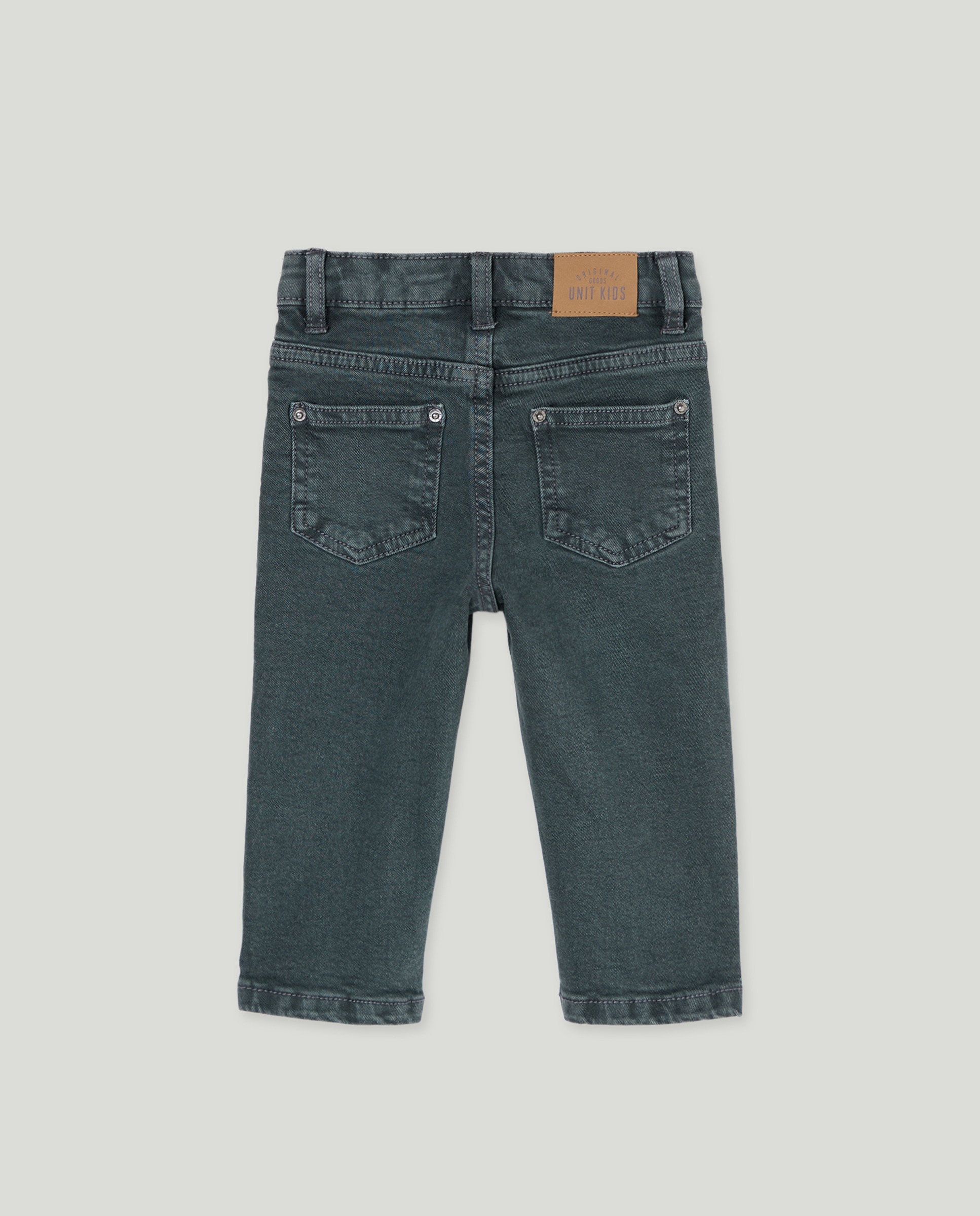 Pantalón de bebé denim color 5 bolsillos lavado Azul-2