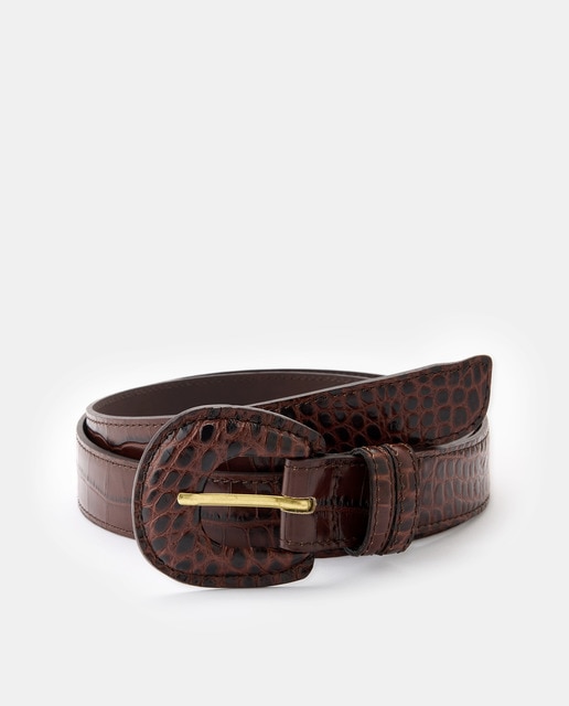 Imagem 0 de Cinto em Pele Gravada com Fivela Forrada