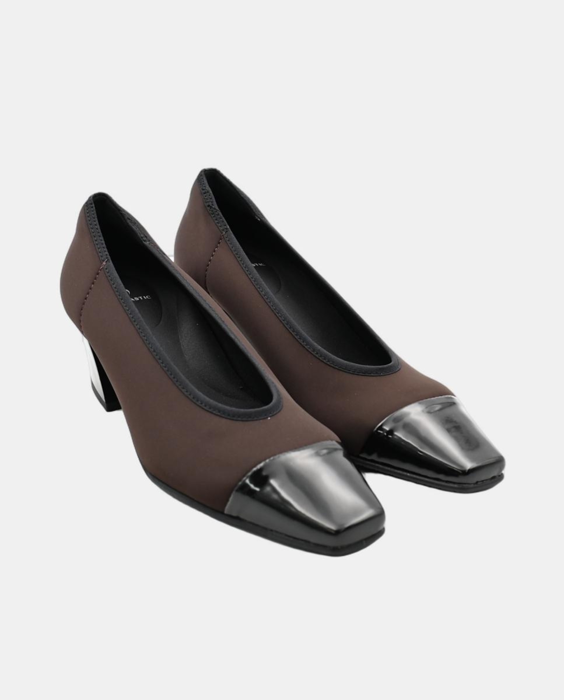 Sapatos de Salto em Material Elástico Castanho-chocolate-2