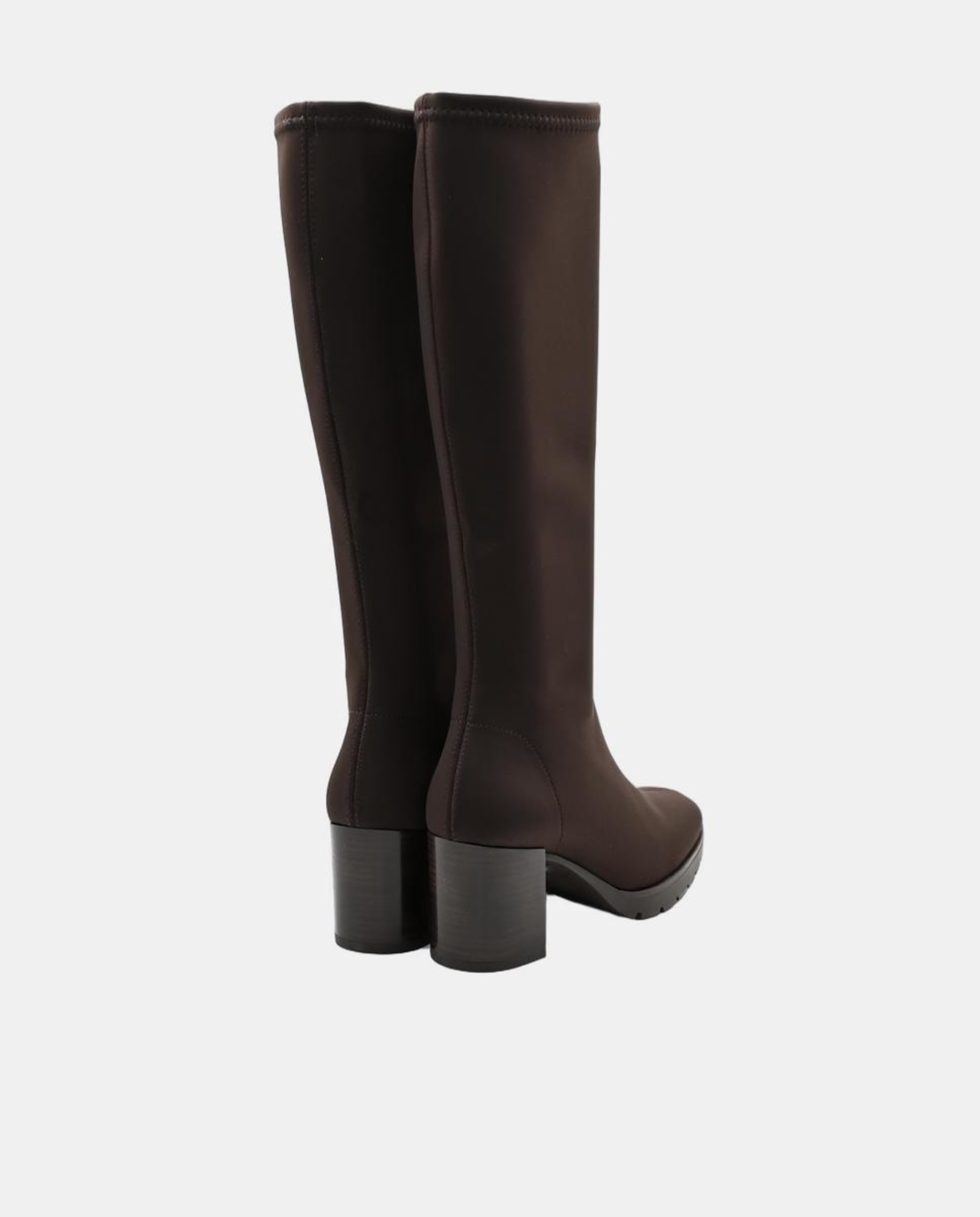 Botas Casual de Material Elástico com Plataforma Castanho-escuro-3