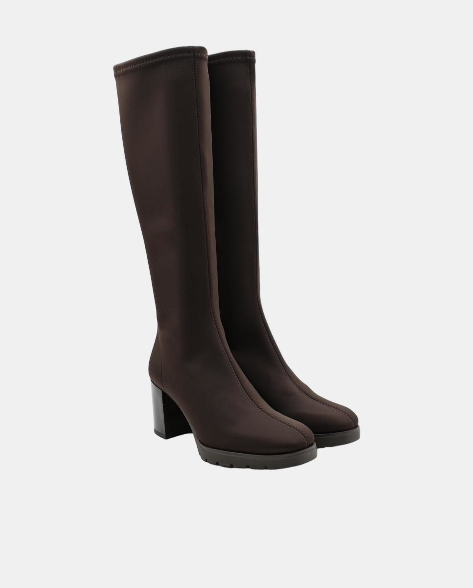 Botas Casual de Material Elástico com Plataforma Castanho-escuro-2