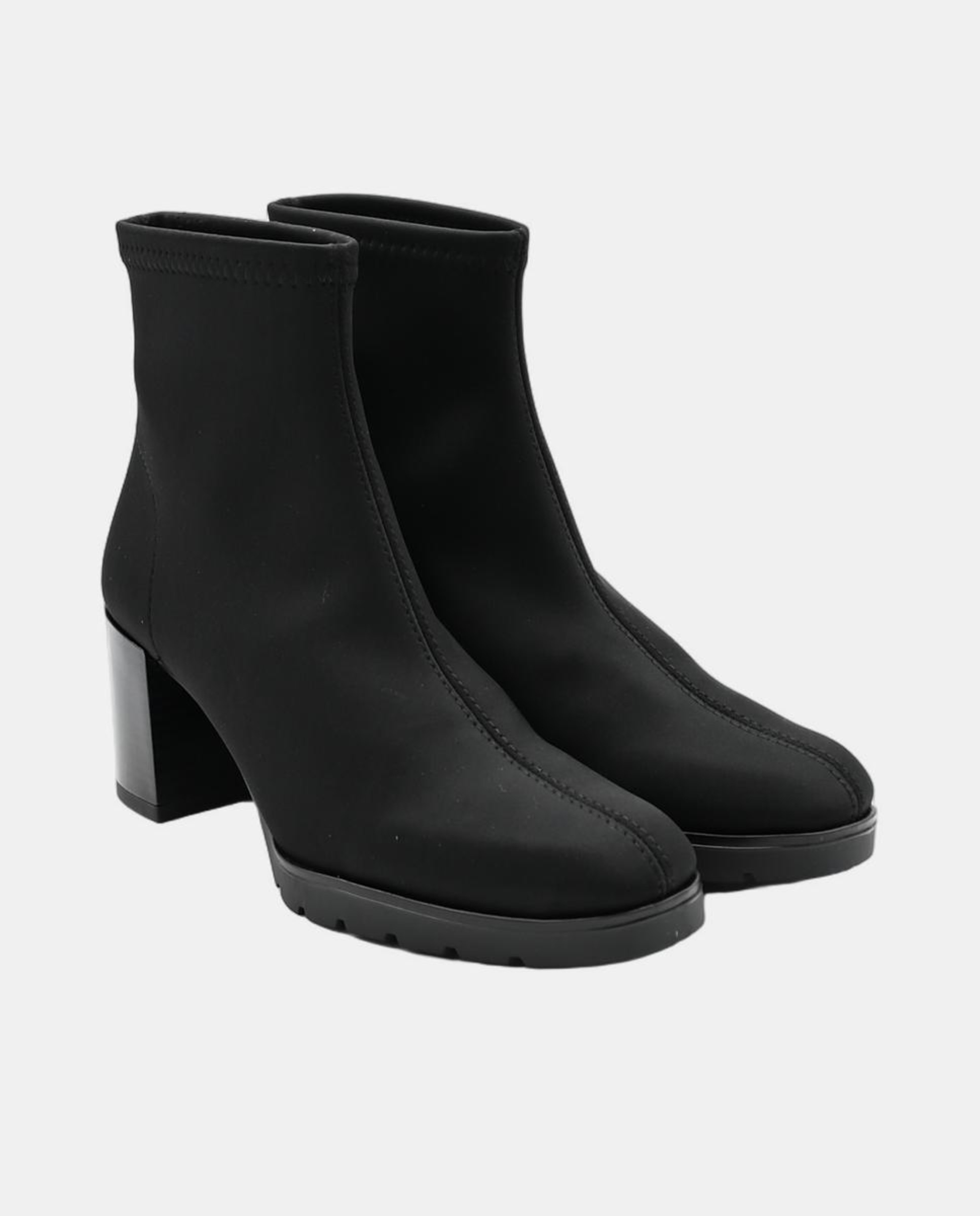 Botins Casual de Material Elástico com Plataforma Preto-2
