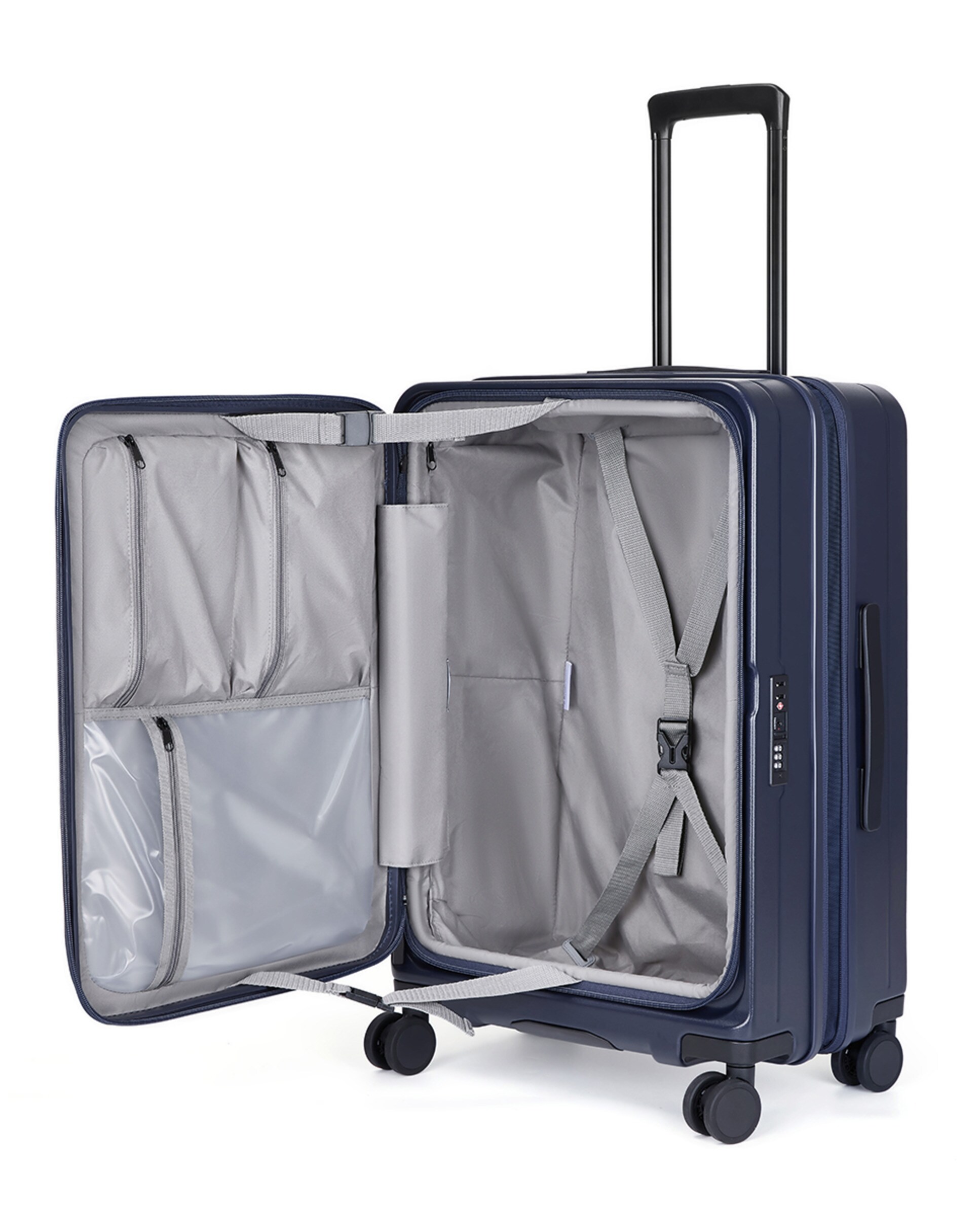 Mala de Policarbonato Tipo Trolley com Porta Rígida - 65,5 cm/3,9 kg Azul-2