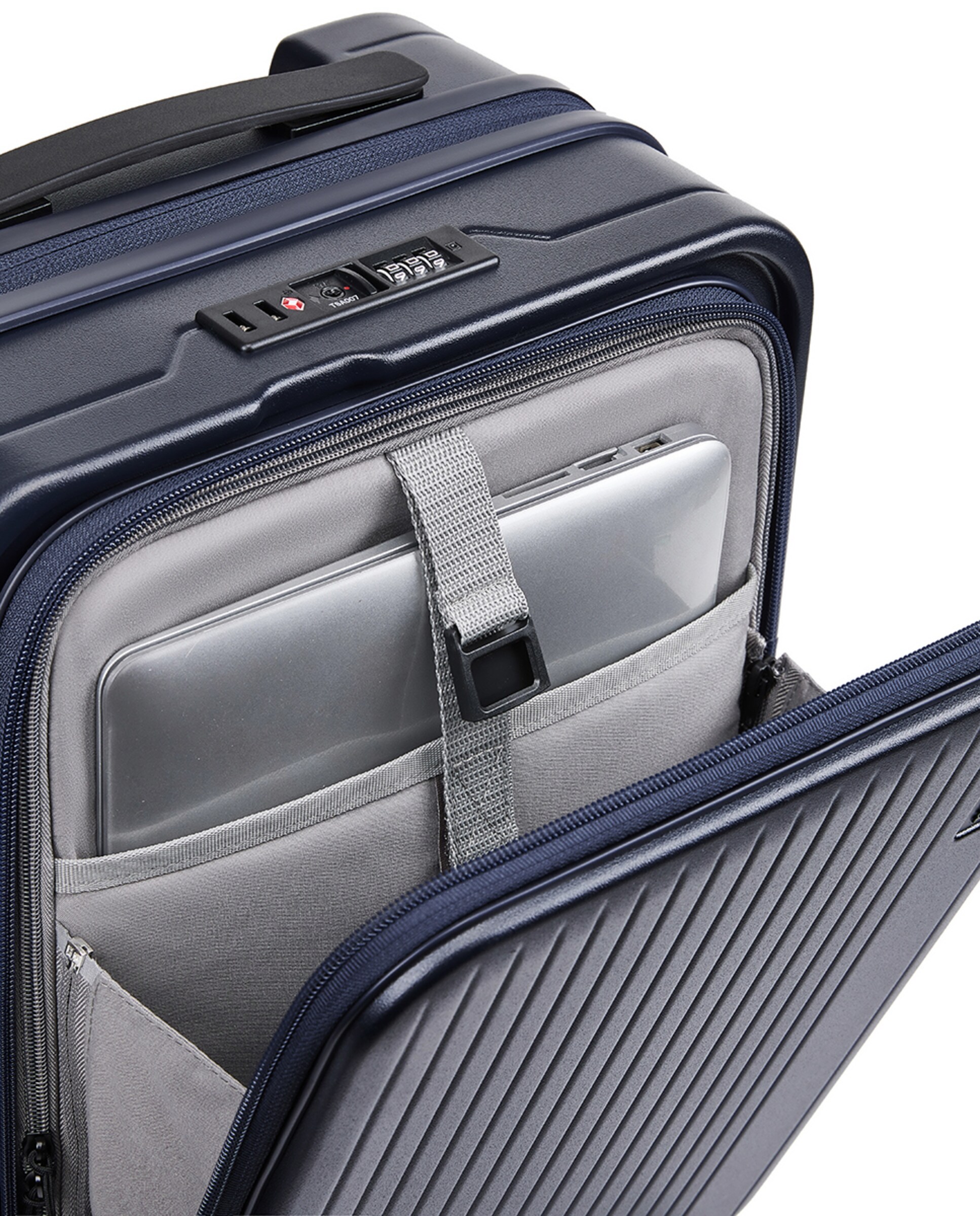 Mala de Policarbonato Tipo Trolley com Porta Rígida - 53 cm/3,2 kg Azul-3