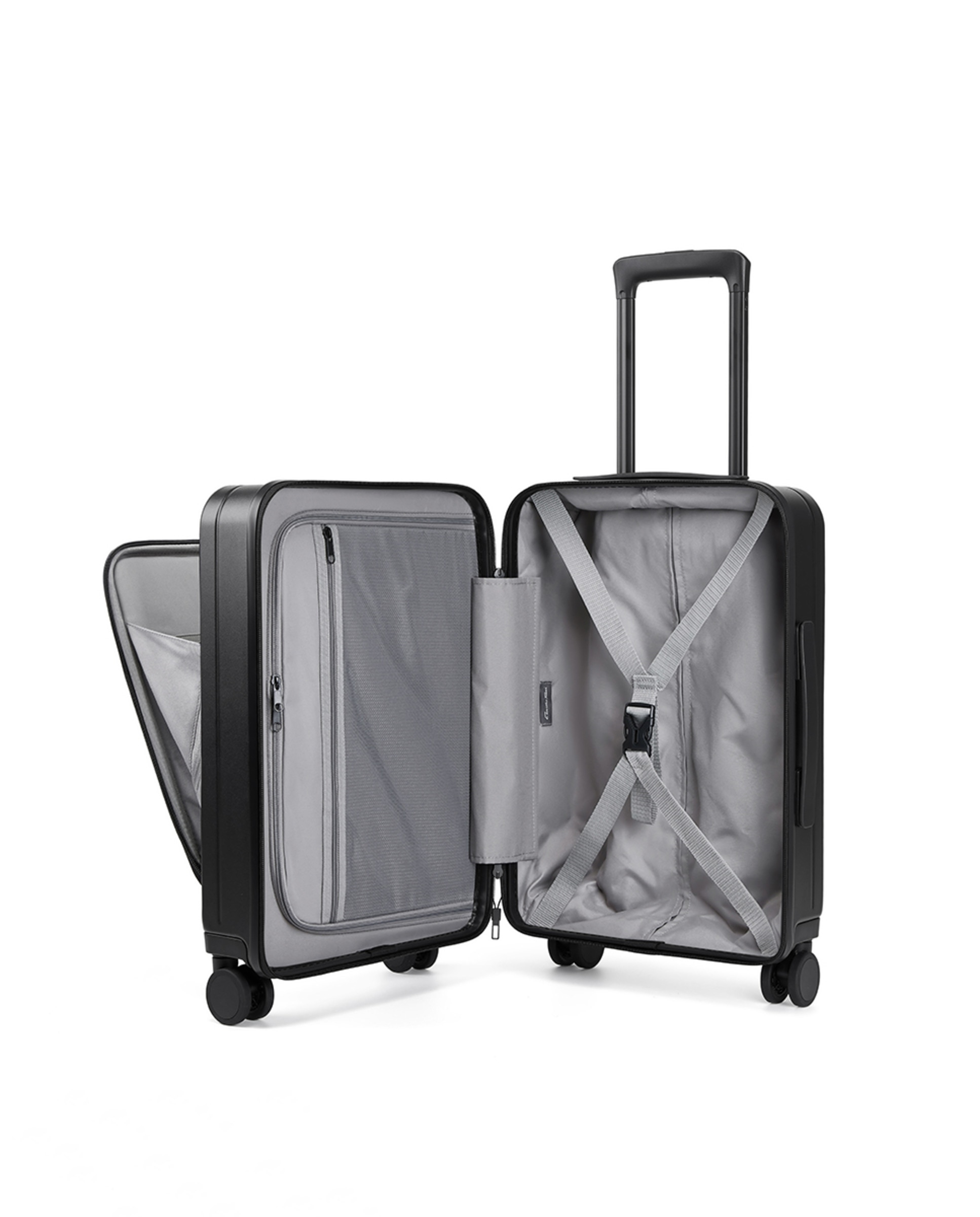 Mala de Policarbonato Tipo Trolley com Porta Soft - 53 cm/3,2 kg Preto-2