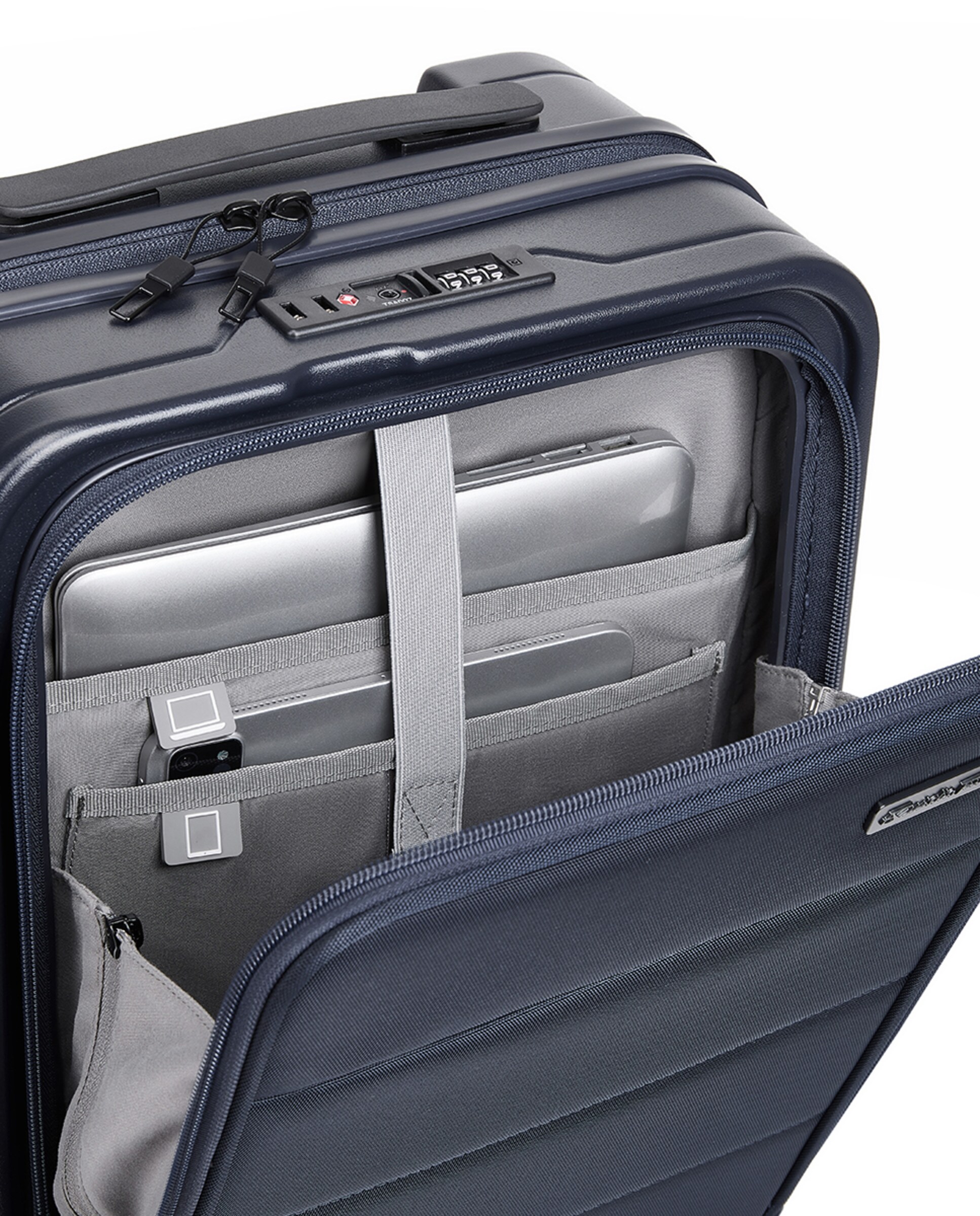 Mala de Policarbonato Tipo Trolley com Porta Soft - 53 cm/3,2 kg Azul-3