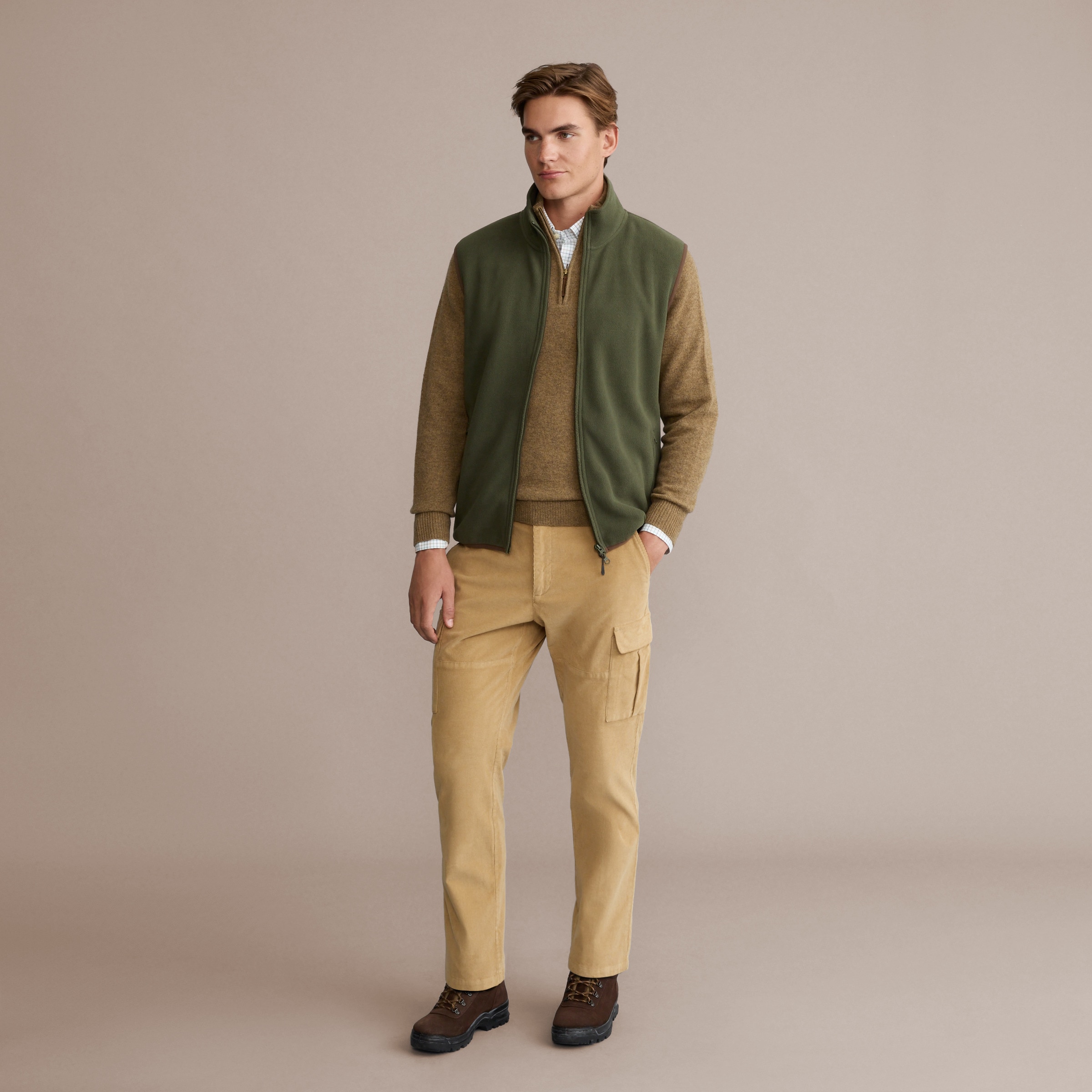 Camisola de Malha de Homem com Fecho de Correr Bege Mélange-3