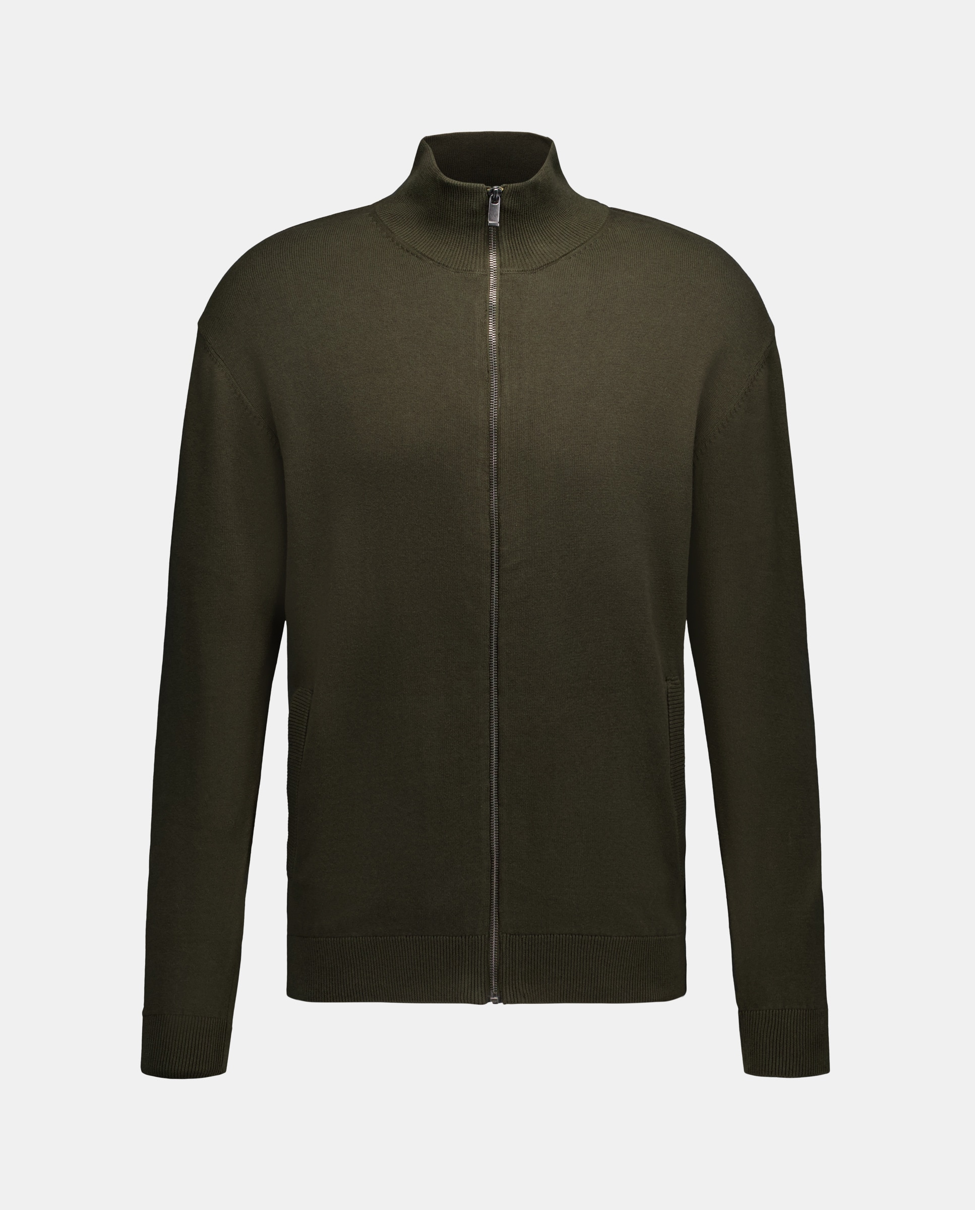 Chaqueta de hombre cremallera lisa algodón 100% 530 Verde oscuro-4