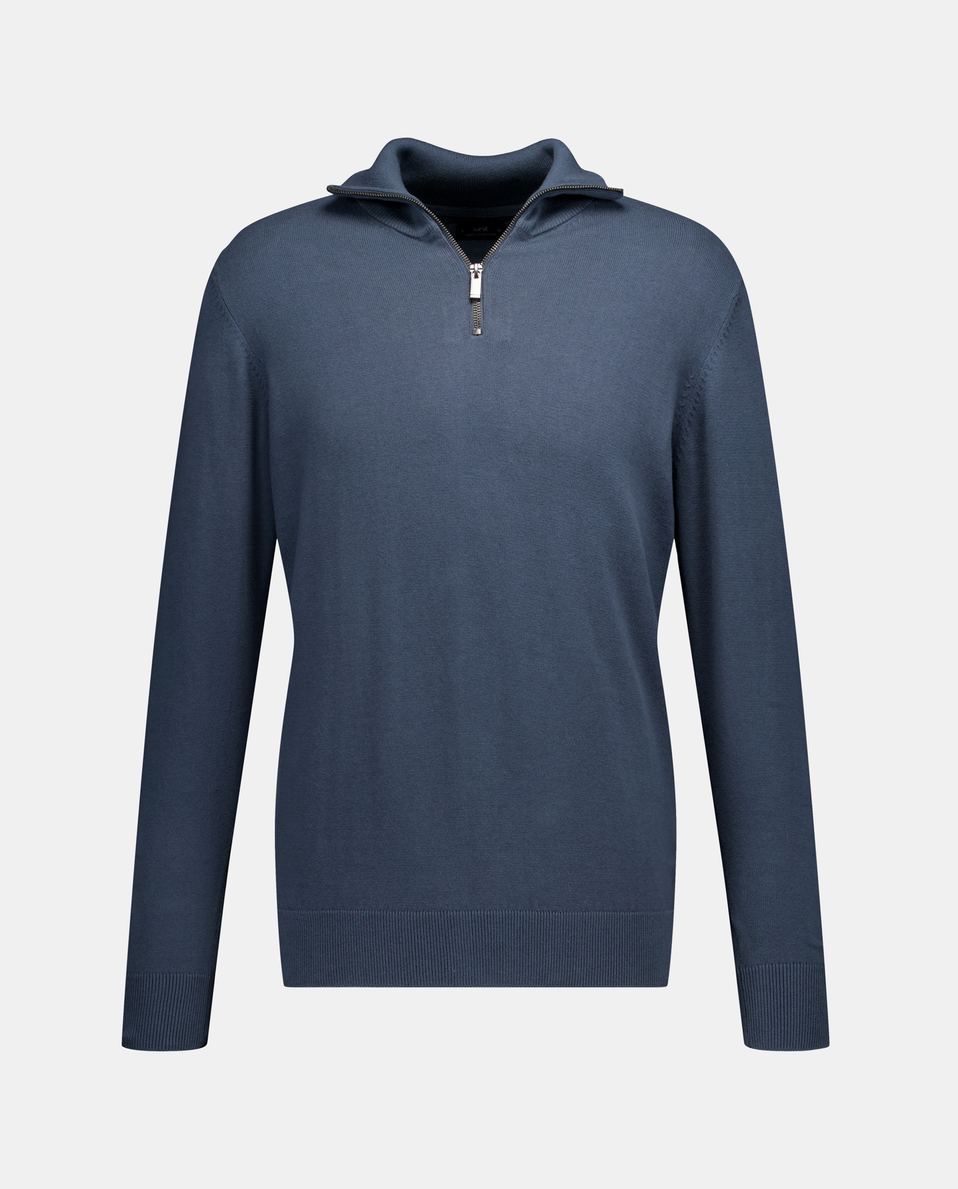 Jersey de hombre media cremallera liso algodón 100% 400 Azul-4