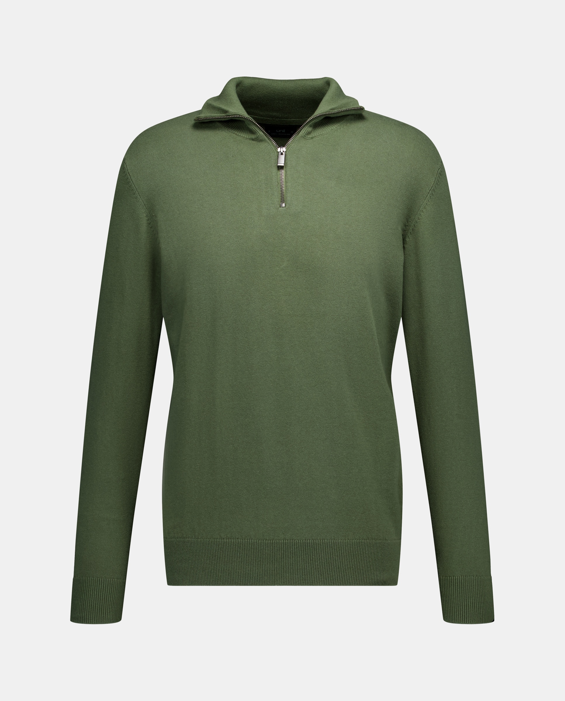 Jersey de hombre media cremallera liso algodón 100% 520 Kaki-4