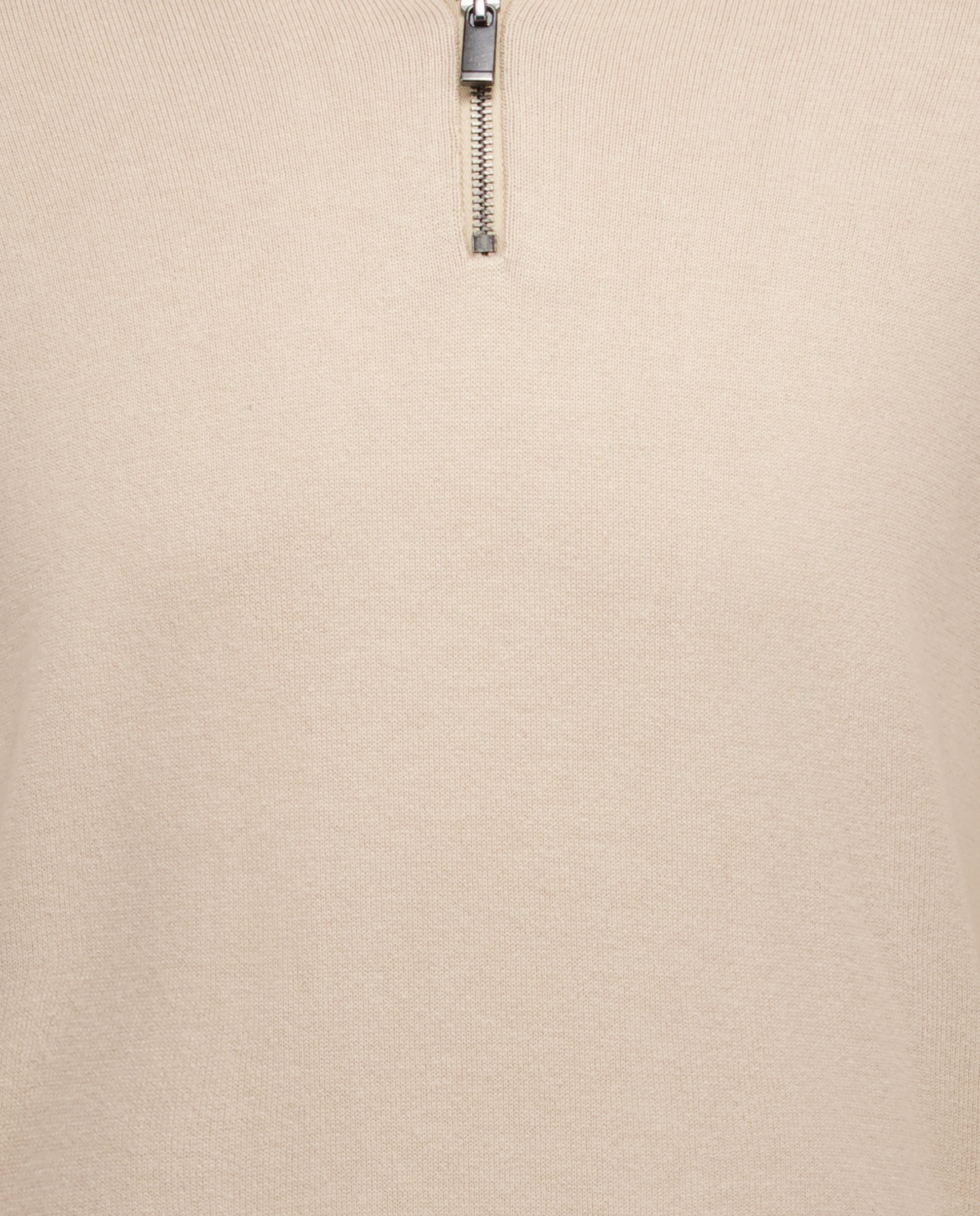 Jersey de hombre media cremallera liso algodón 100% Beige-5