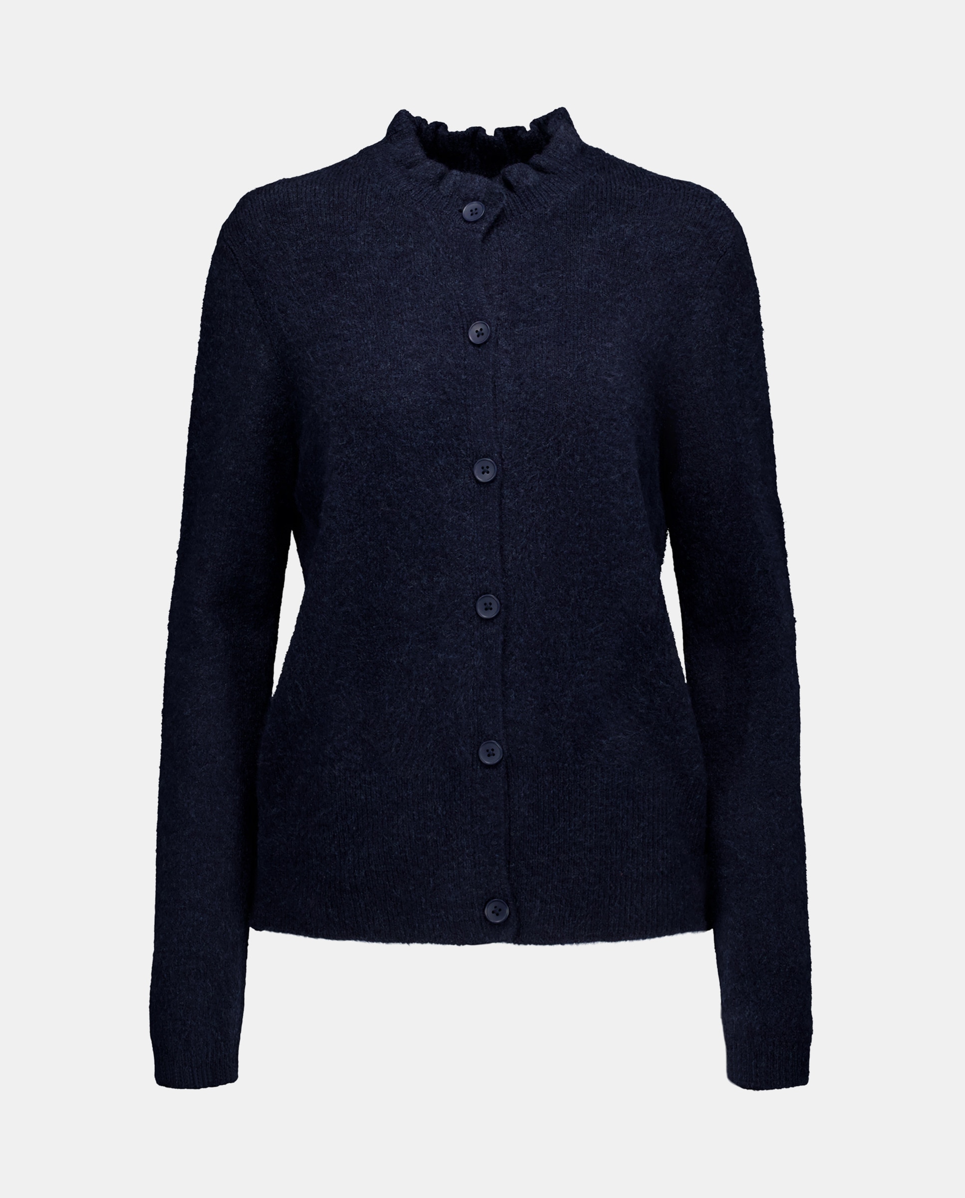 Cardigan de mujer con volante en el cuello Azul marino-4