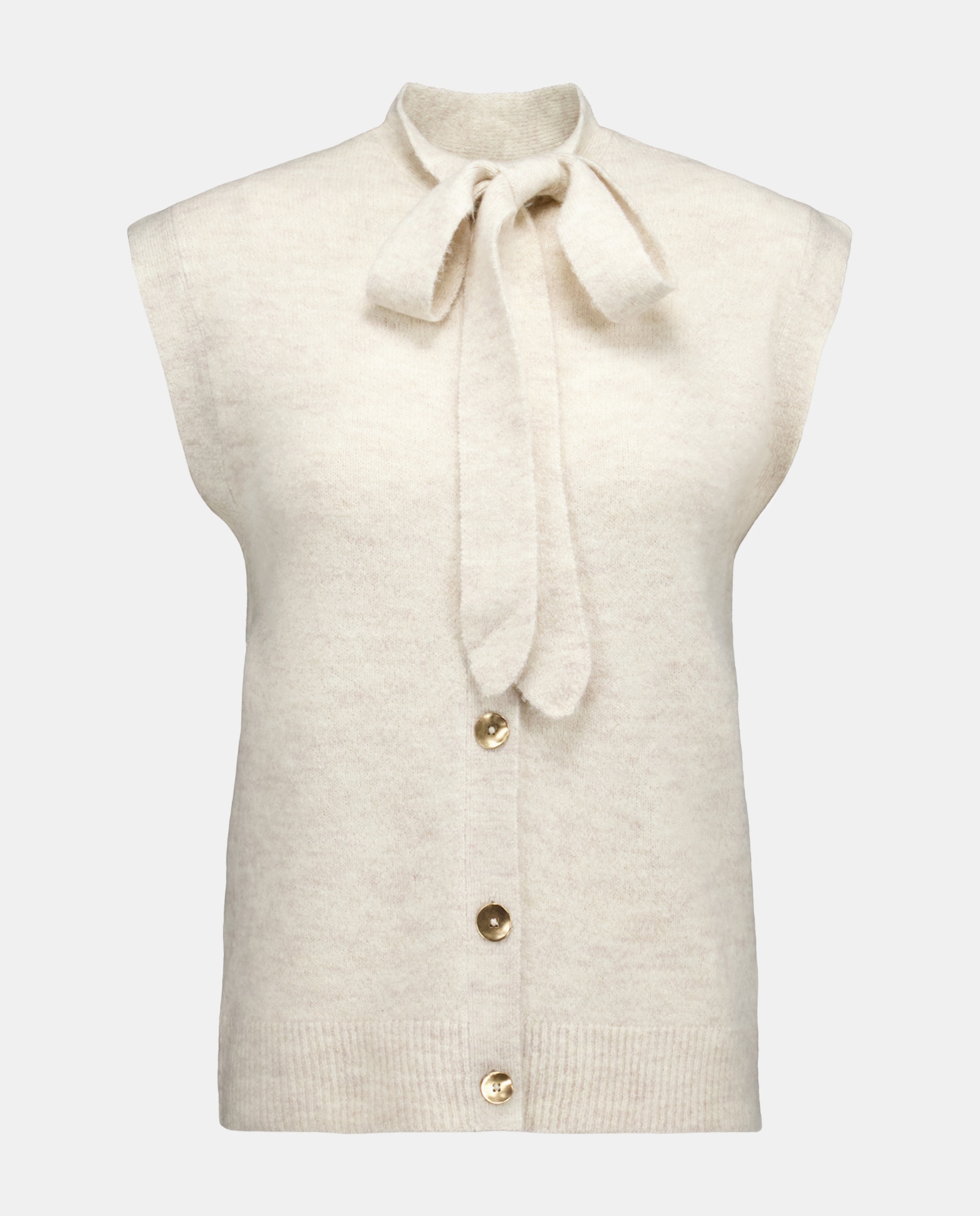 Chaleco de mujer de punto con lazada 120 Crudo-4