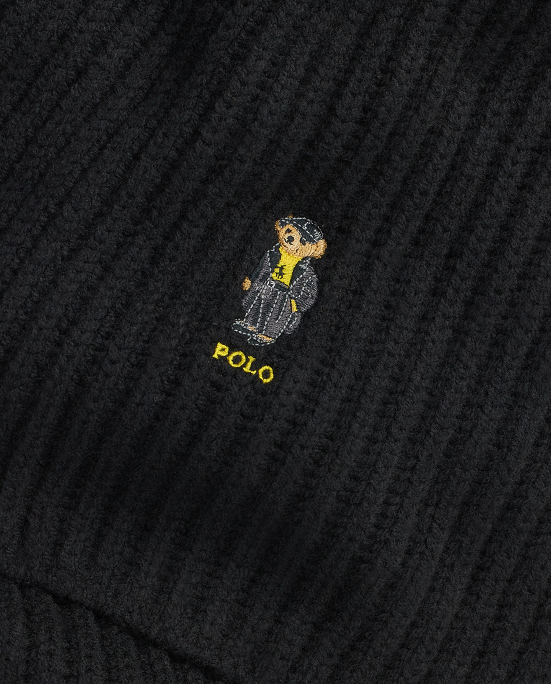 Cachecol de Lã Merino com Polo Bear Preto-3