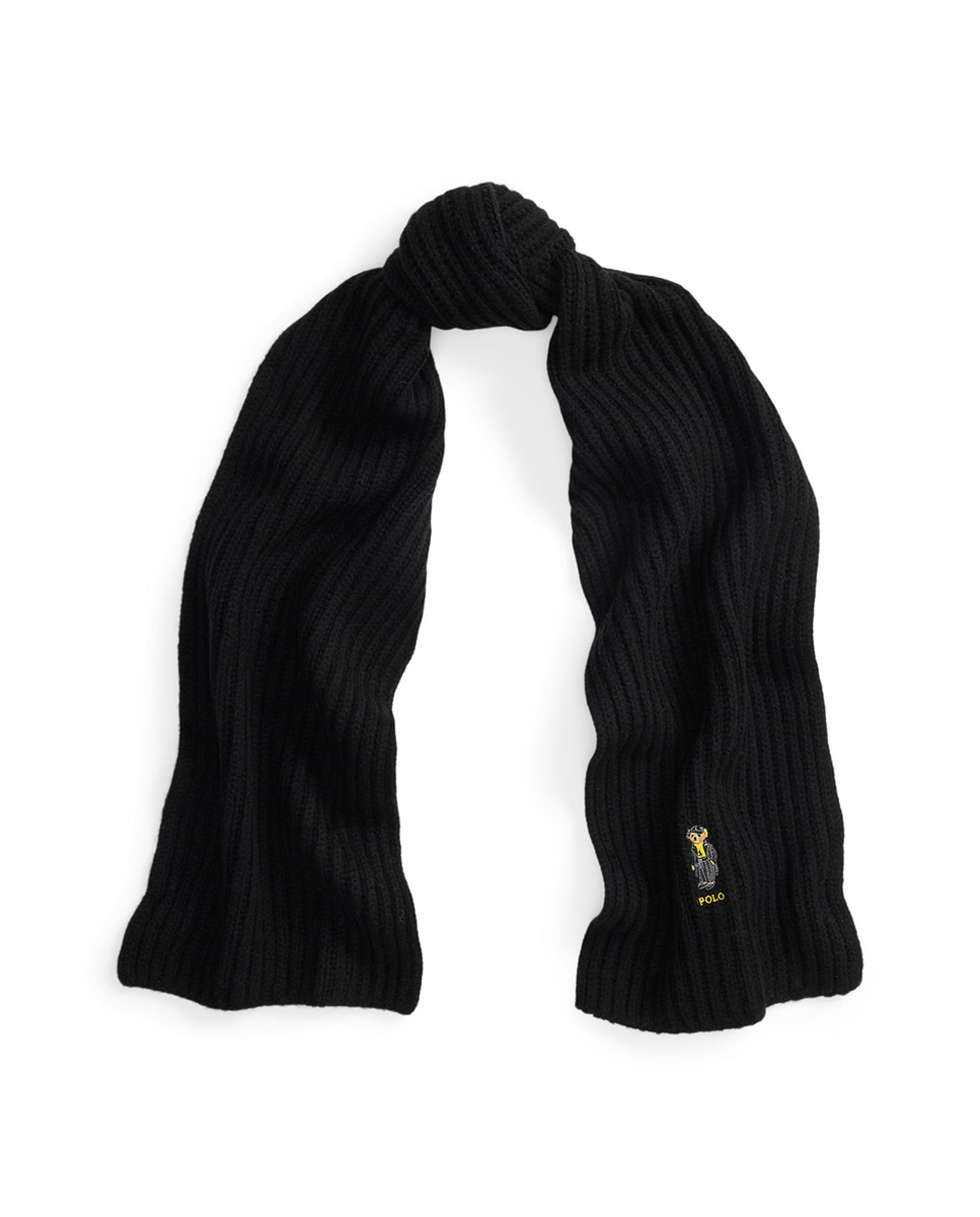 Cachecol de Lã Merino com Polo Bear Preto-2