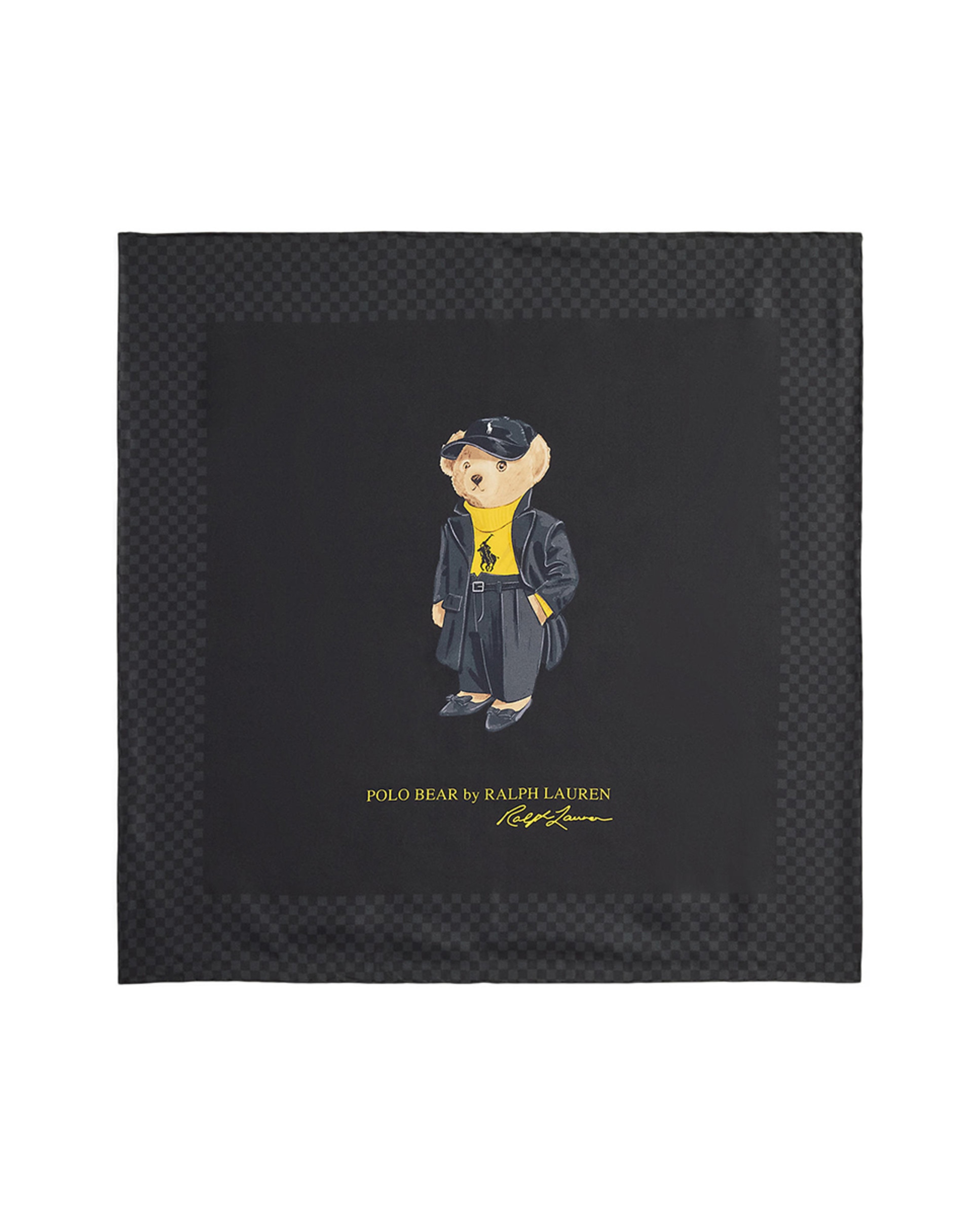 Lenço com Polo Bear e em Seda Preto-1