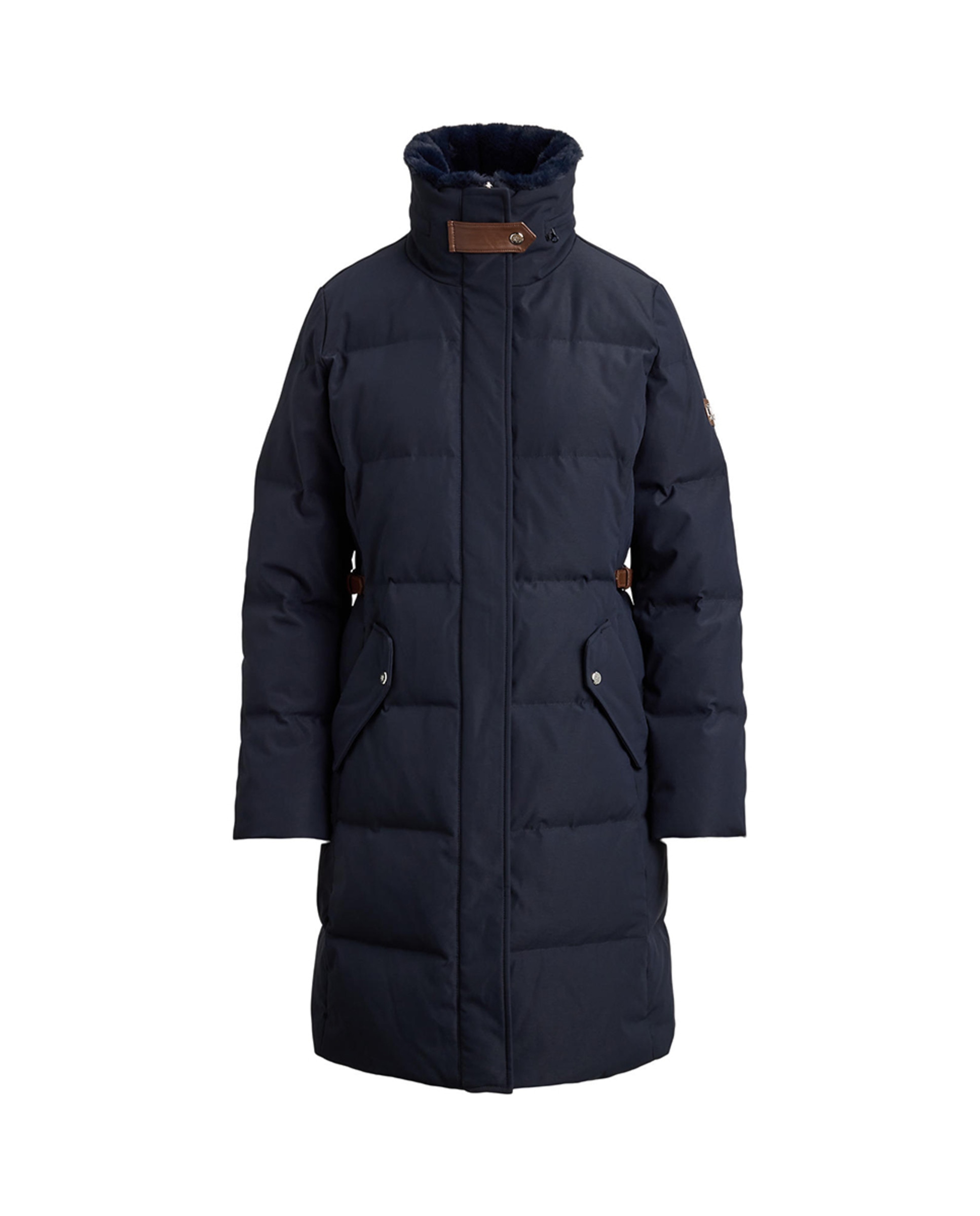 Blusão acolchoado comprido com gola alta Azul-marinho-7