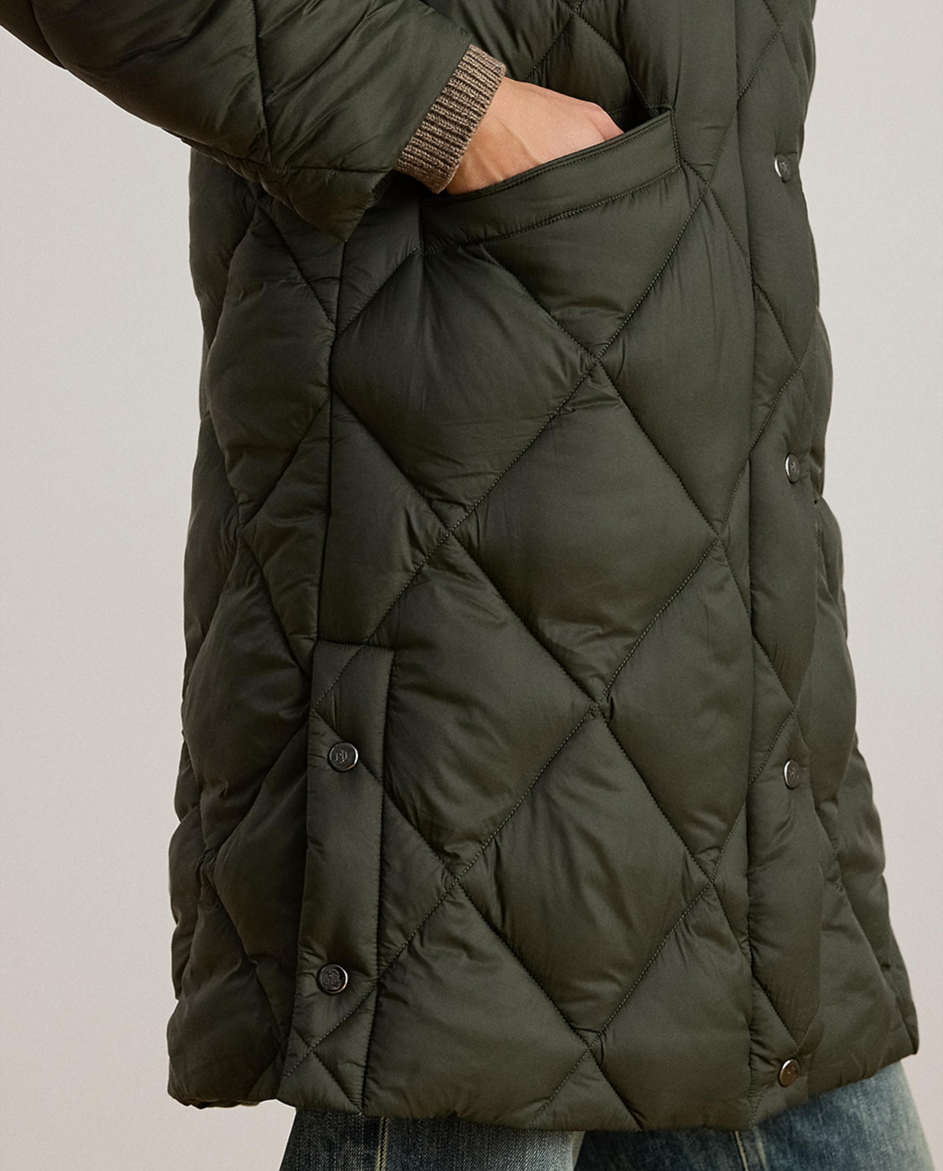 Blusão Acolchoado com Fecho de Pressão Verde pardo-6