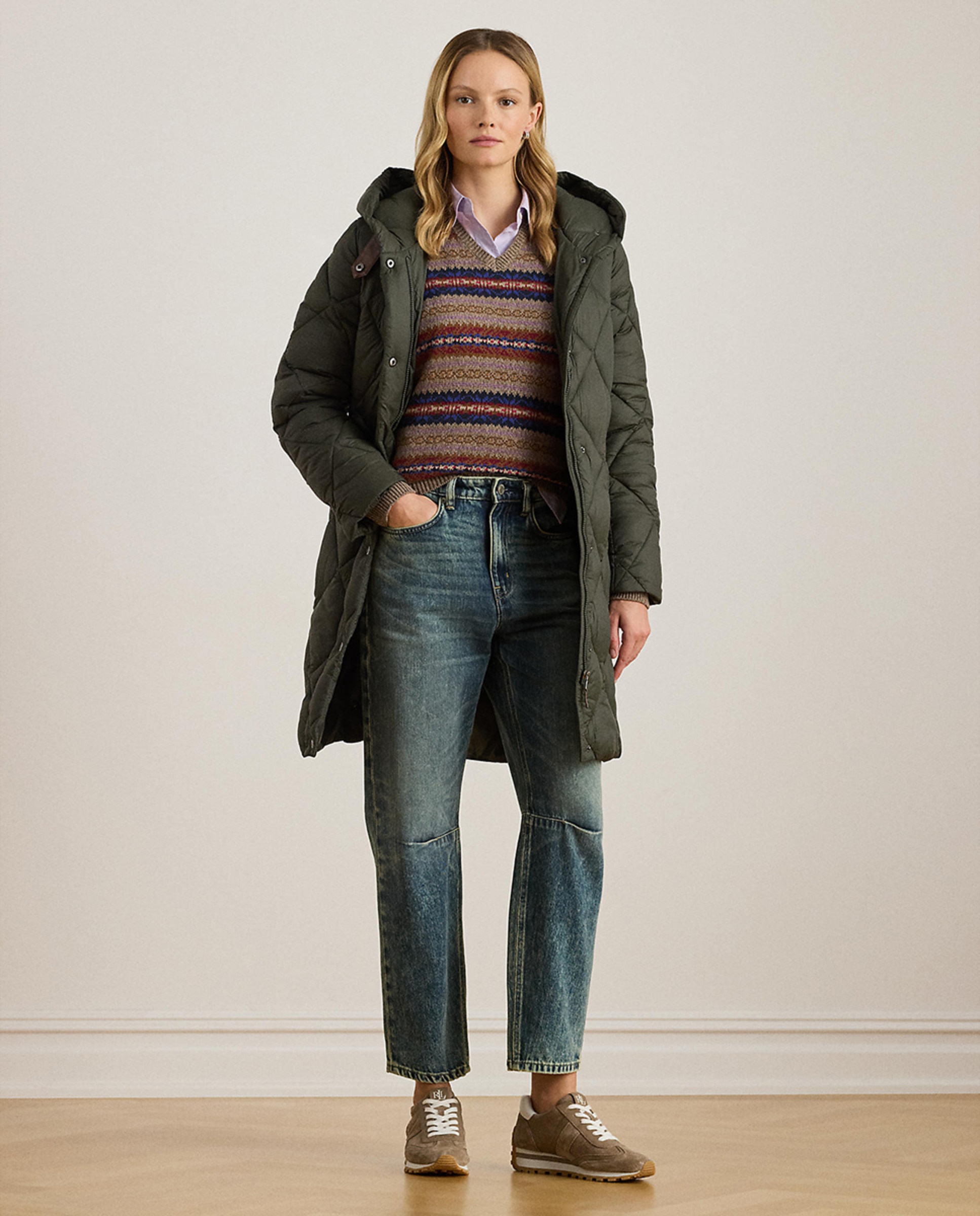 Blusão Acolchoado com Fecho de Pressão Verde pardo-1