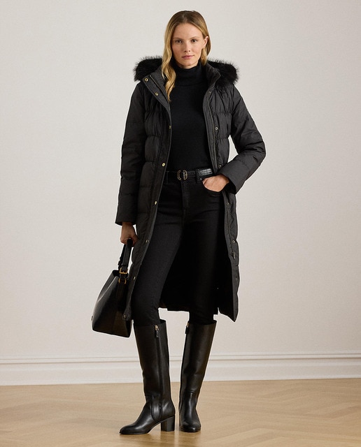 Imagen 0 de Plumífero de mujer extra largo con capucha