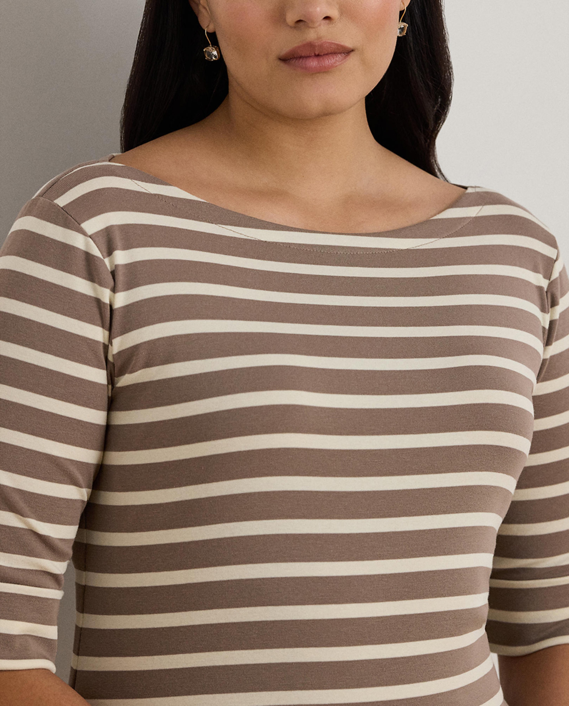 Vestido Midi Tamanhos Grandes de Algodão Elástico Bege-5