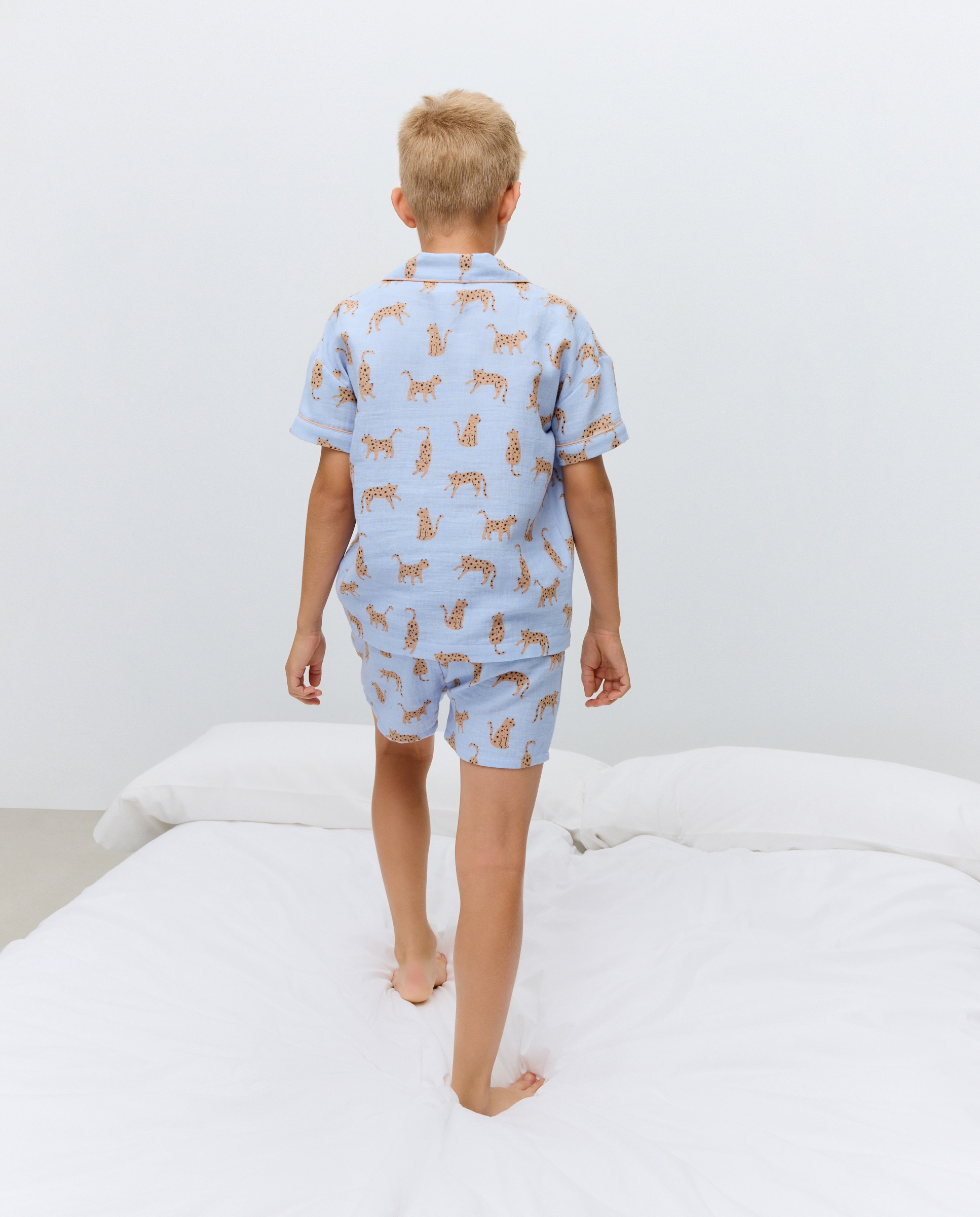 Pijama Curto em Chiffon com Botões Azul-2