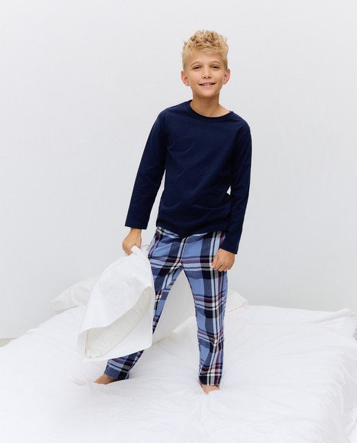 Imagem 0 de Calças Planas aos Quadrados Bicolor