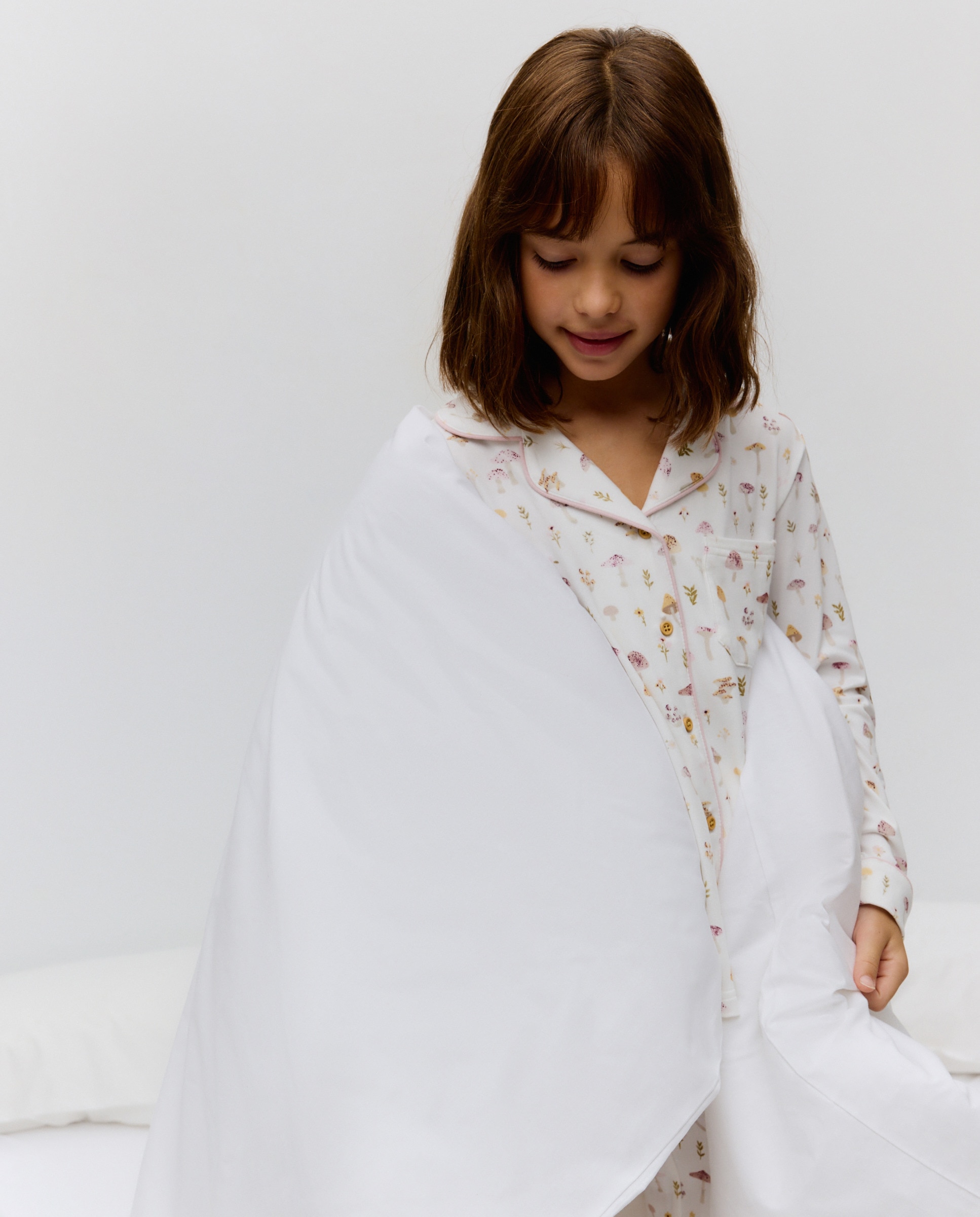 Pijama com Estampado de Cogumelos Branco-2