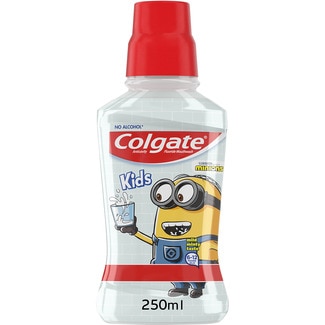 enjuague bucal infantil anticaries Minions sabor a menta suave sin alcohol frasco 250 ml - Colgate