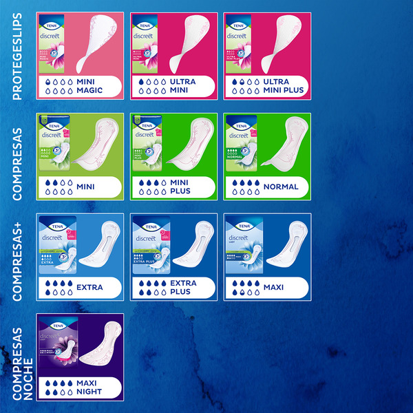 Discreet Extra-Binden für Inkontinenz mit instadry zone Tasche 20 Einheiten