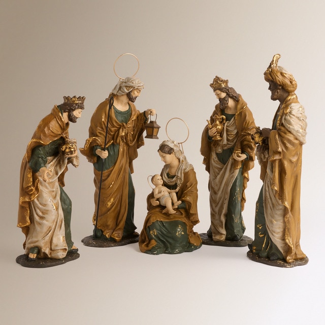 Imagem 0 de Conjunto de Figuras Douradas Presépio Natal