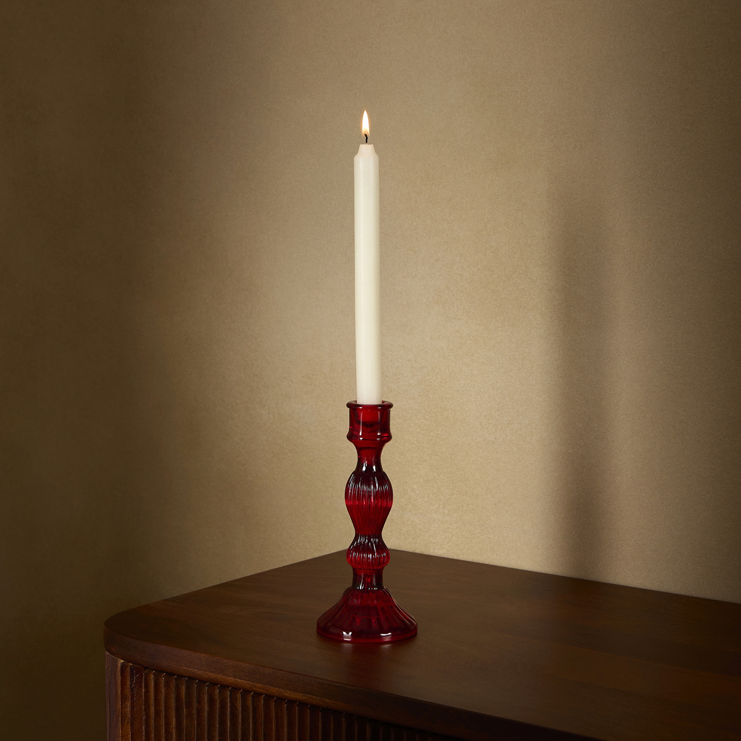 Candelabro de cristal con relieve Navidad El Corte Inglés Rojo-1